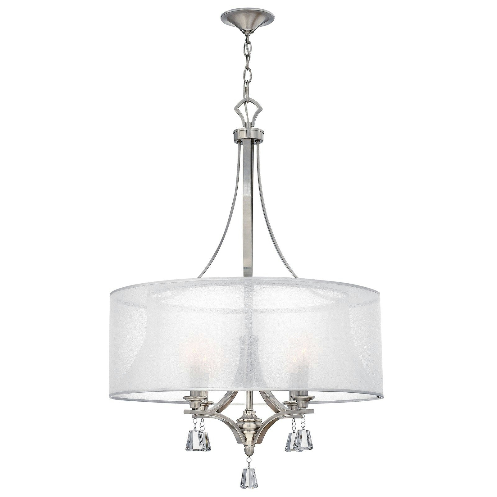 Rackhams Light Bulb Chandelier Hanging Pendant Brushed Nickel Led E14 60W Bulb Size 4