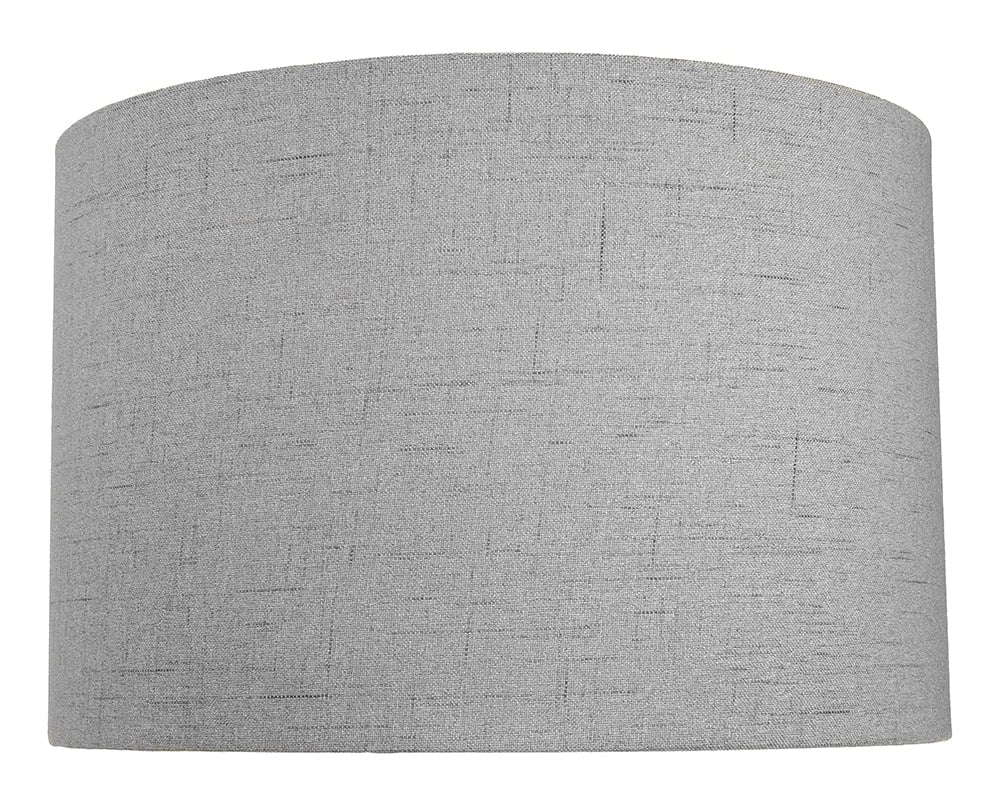 Happy Homewares Grey Contemporary And Sleek Textured Linen Fabric Drum Lamp Shade 60W Maximum