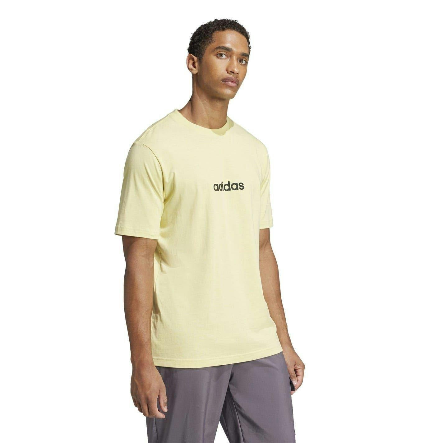Adidas Men's Yellow Logo Cotton T-Shirt - S - 100% Cotton