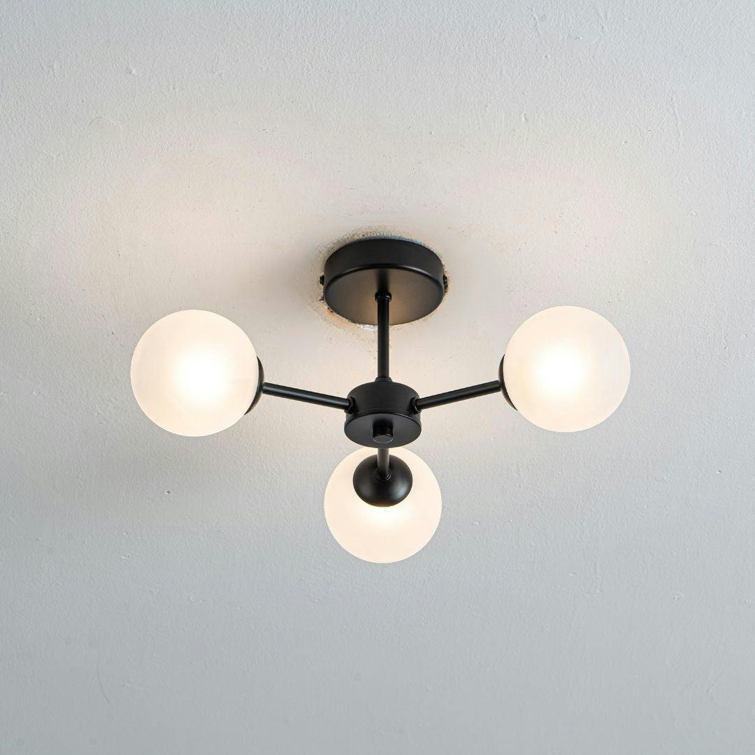 Pagazzi Light/Black Niva 3- Frosted Glass Semi-Flush Ceiling - Image 2