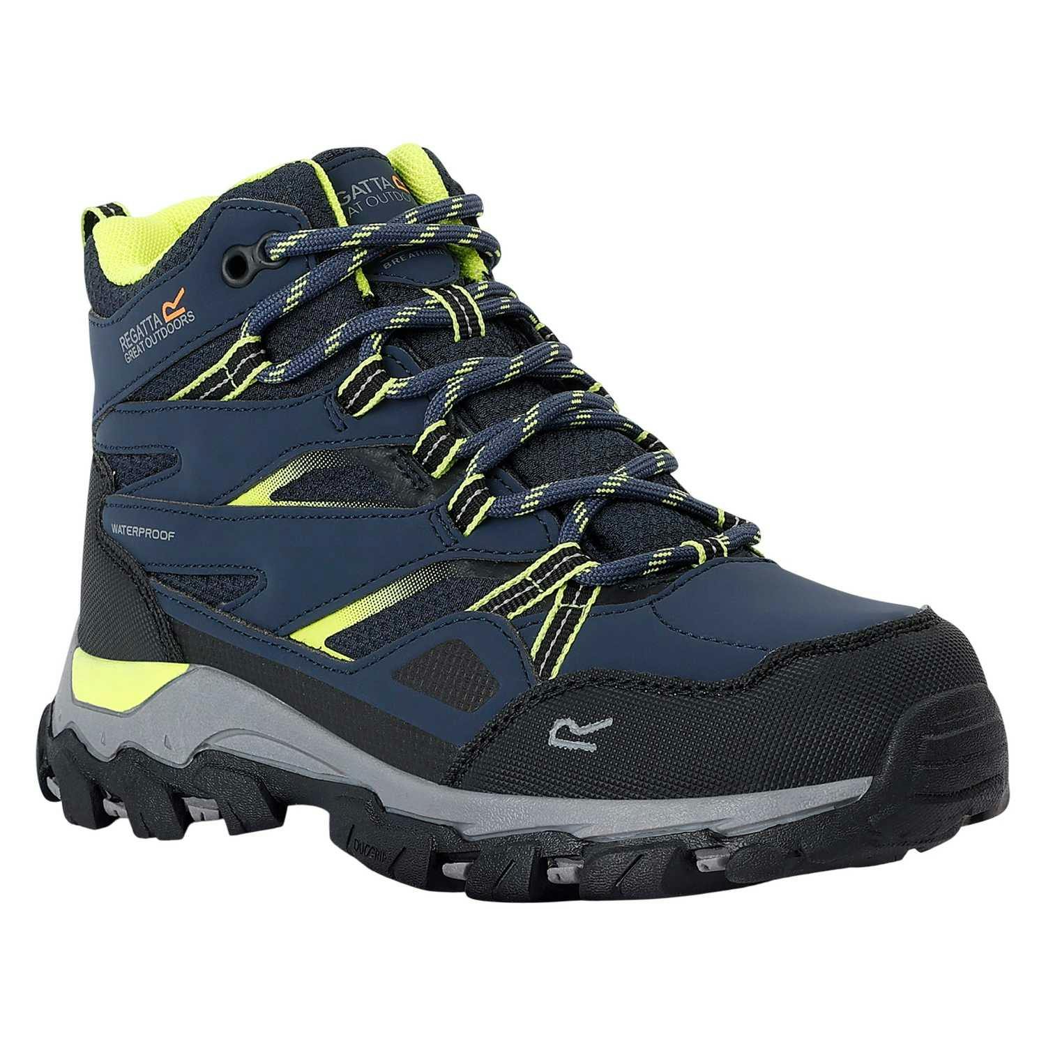 Regatta Childrens/Kids Holcombe Iii Walking Boots - Navy/Lime Punch - 3 Uk - Navy/Lime Punch - 100% Mixed