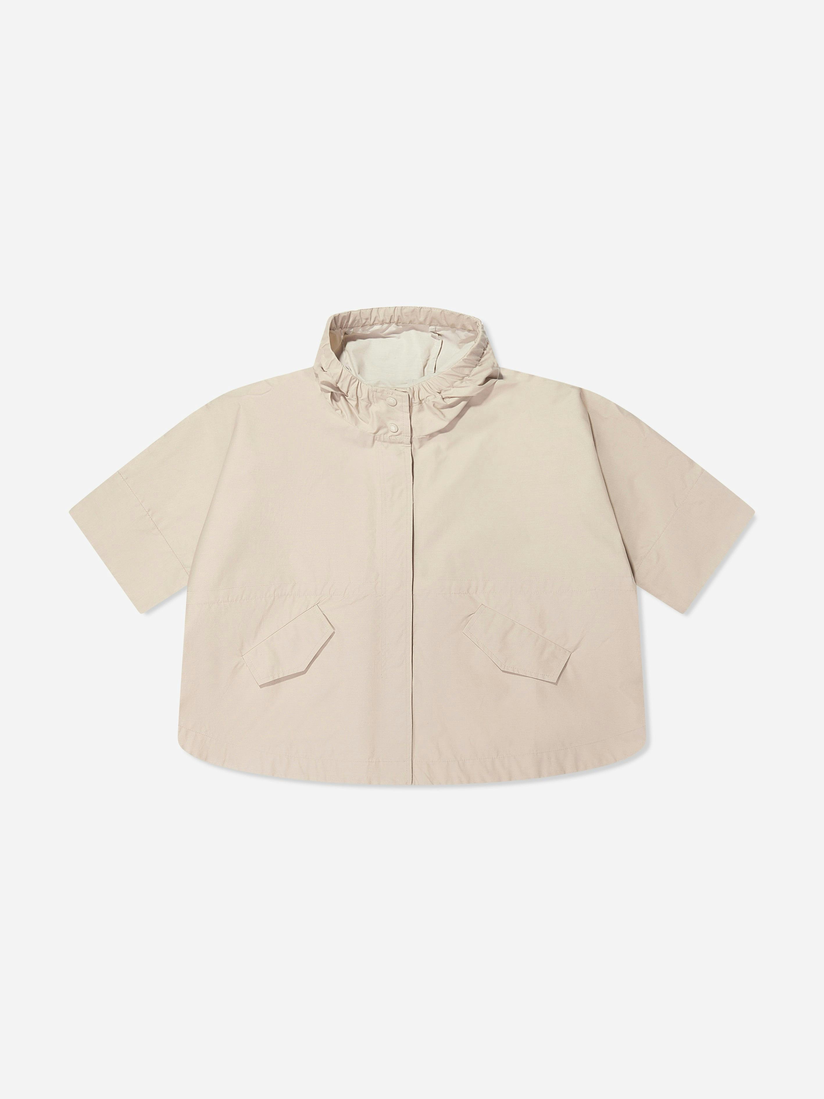 Moncler Enfant Girls Beige Cape With Hood In - S (4 - 6 Yrs)