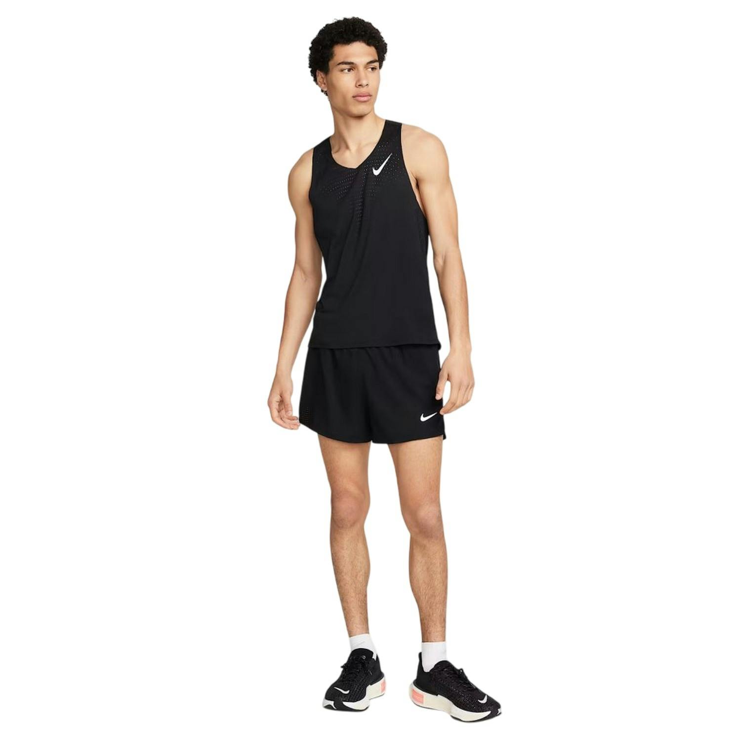 Nike Men's Black/White Aero Swift Dri-Fit Vest Top - M - 100% Polyester