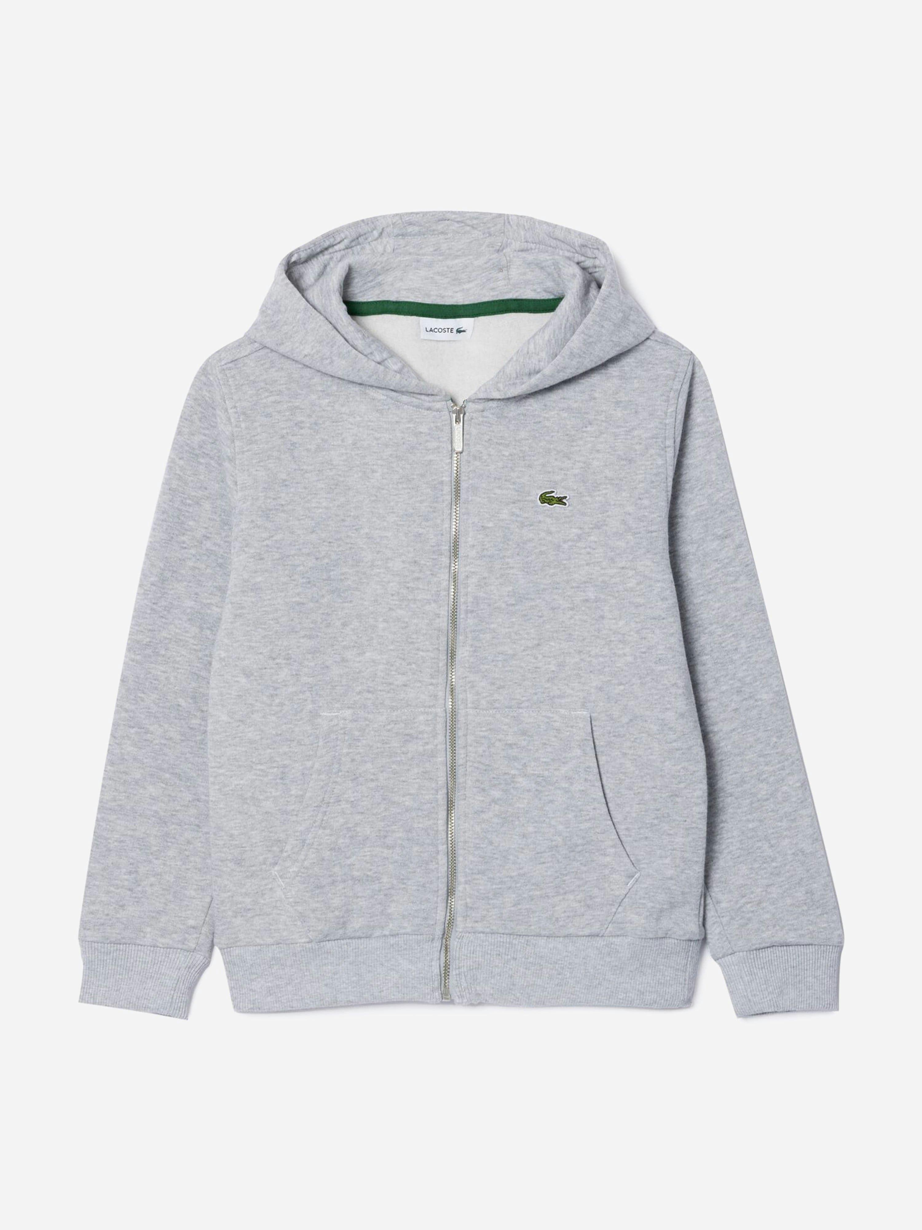 Lacoste Kids Boys Grey Lacoste Core Fleece Full Zip Hoodie In - 8 Yrs