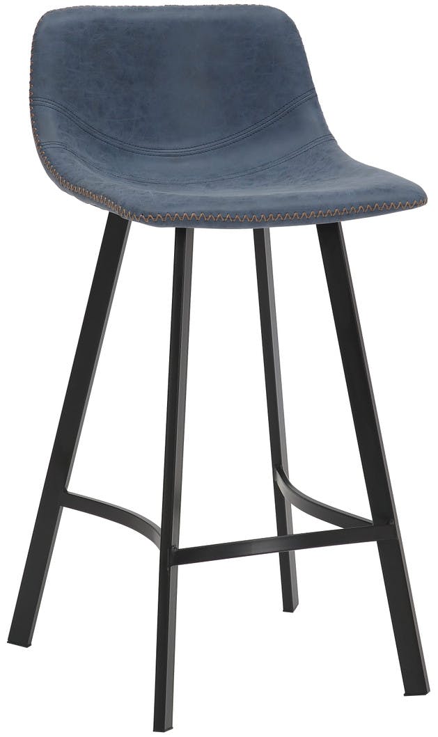 Lamboro Light Antico Fixed Height Bar Stool 66Cm With Faux Leather Seat & Metal Legs