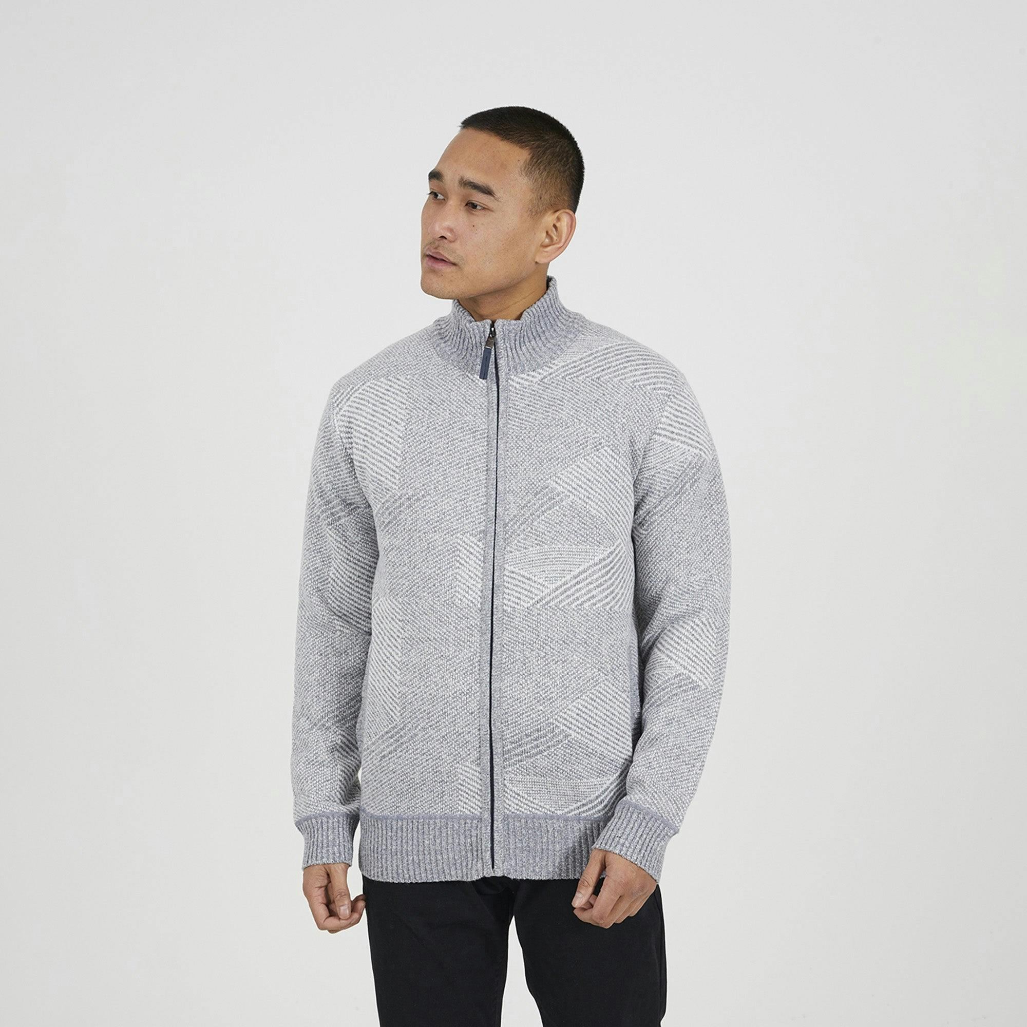 Brave Soul Grey Funnel Neck Zip Through Knitted Jumper - Xxl