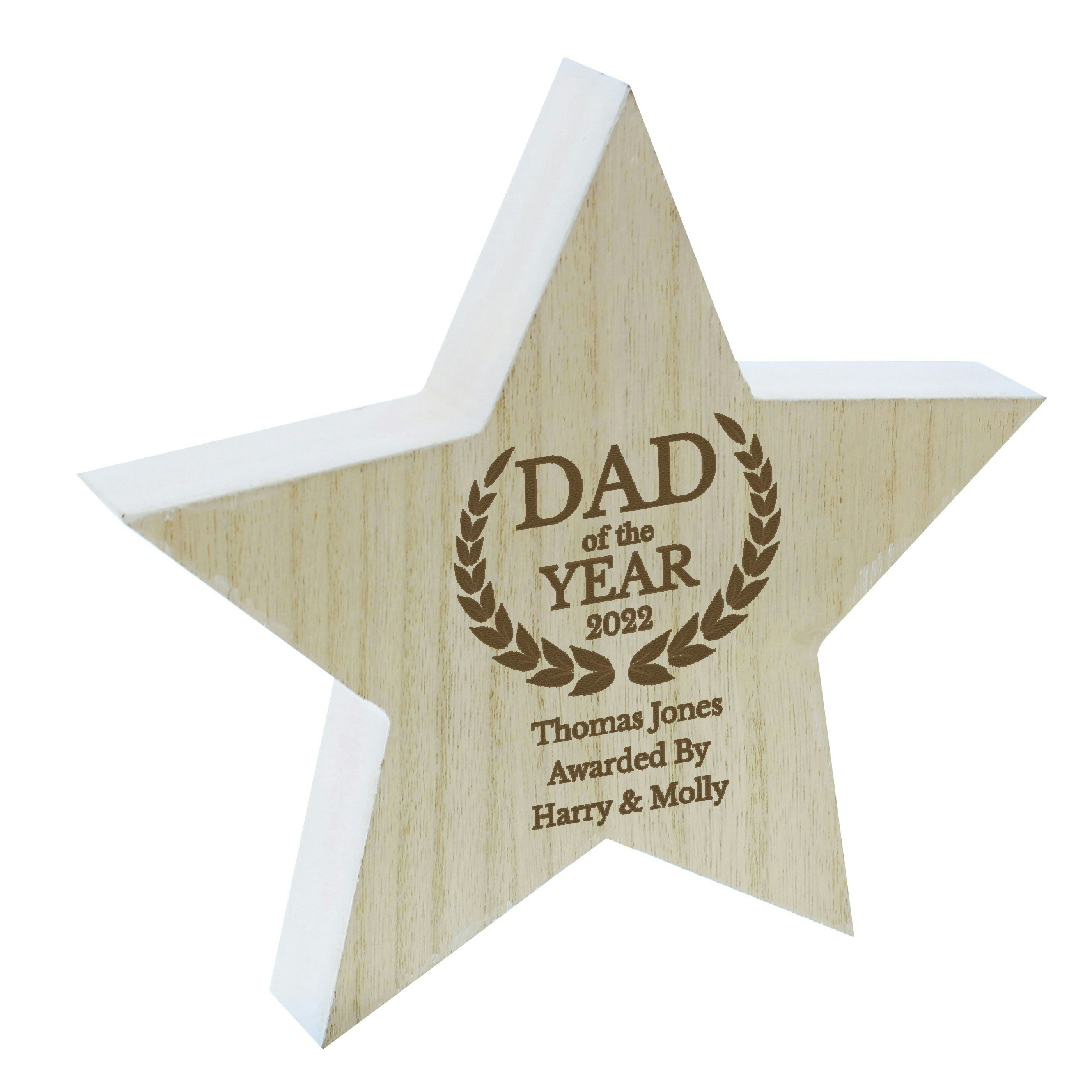 Personalised Memento Company Personalised Dad Of The Year Wooden Star Ornament