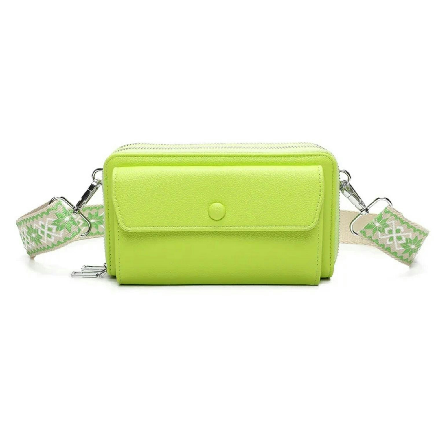Love Emvy Women's Green City Collection Crossbody Purse Bag With Diamante Charm