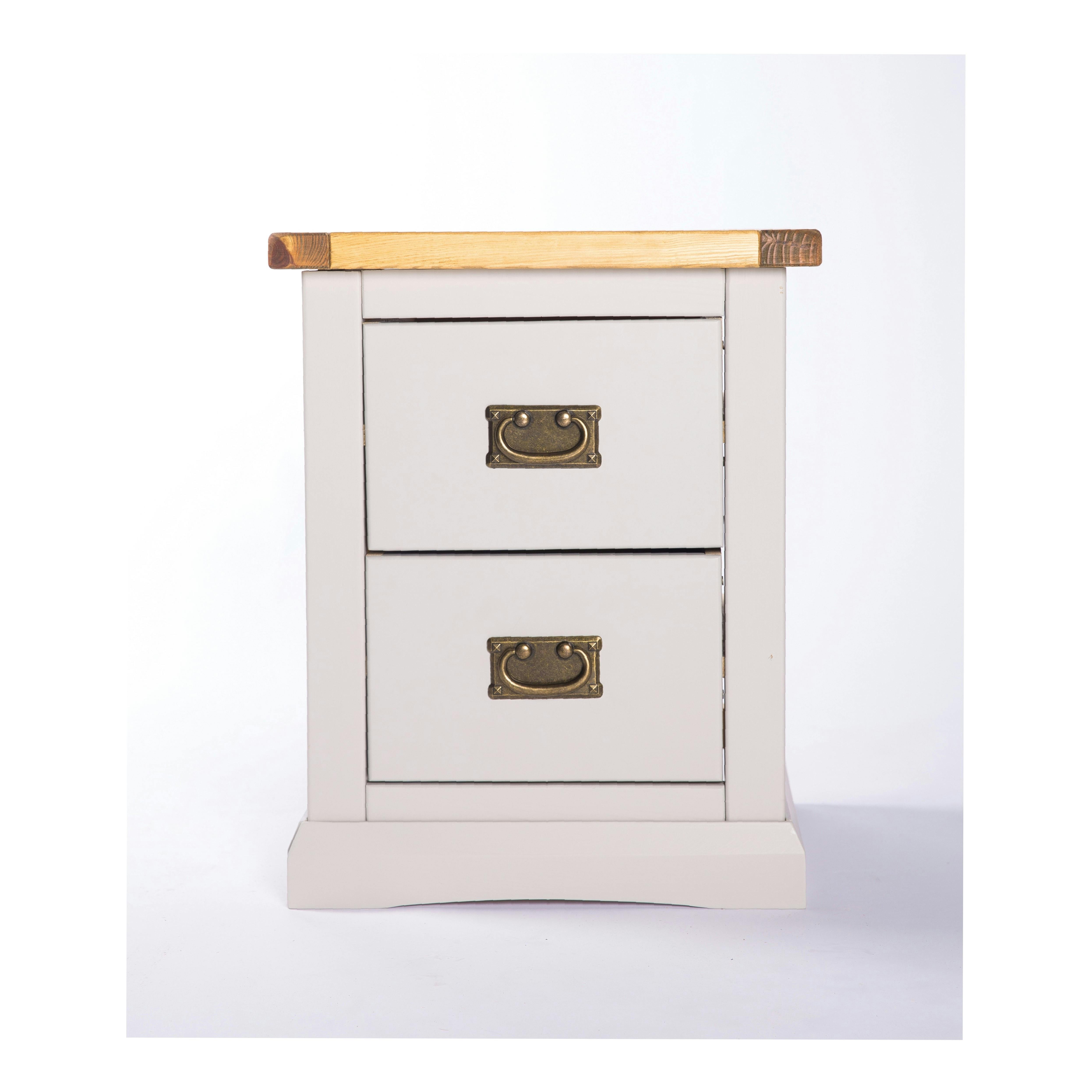 Cabinet Bits Light/Grey Loreo 2 Drawer Bedside Table
