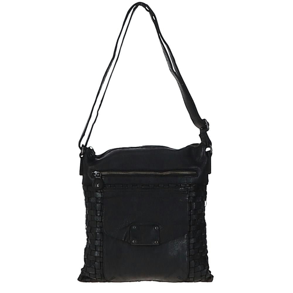 Ashwood Black Woven Large Leather Vintage Crossbody Bag - One Size - Leather
