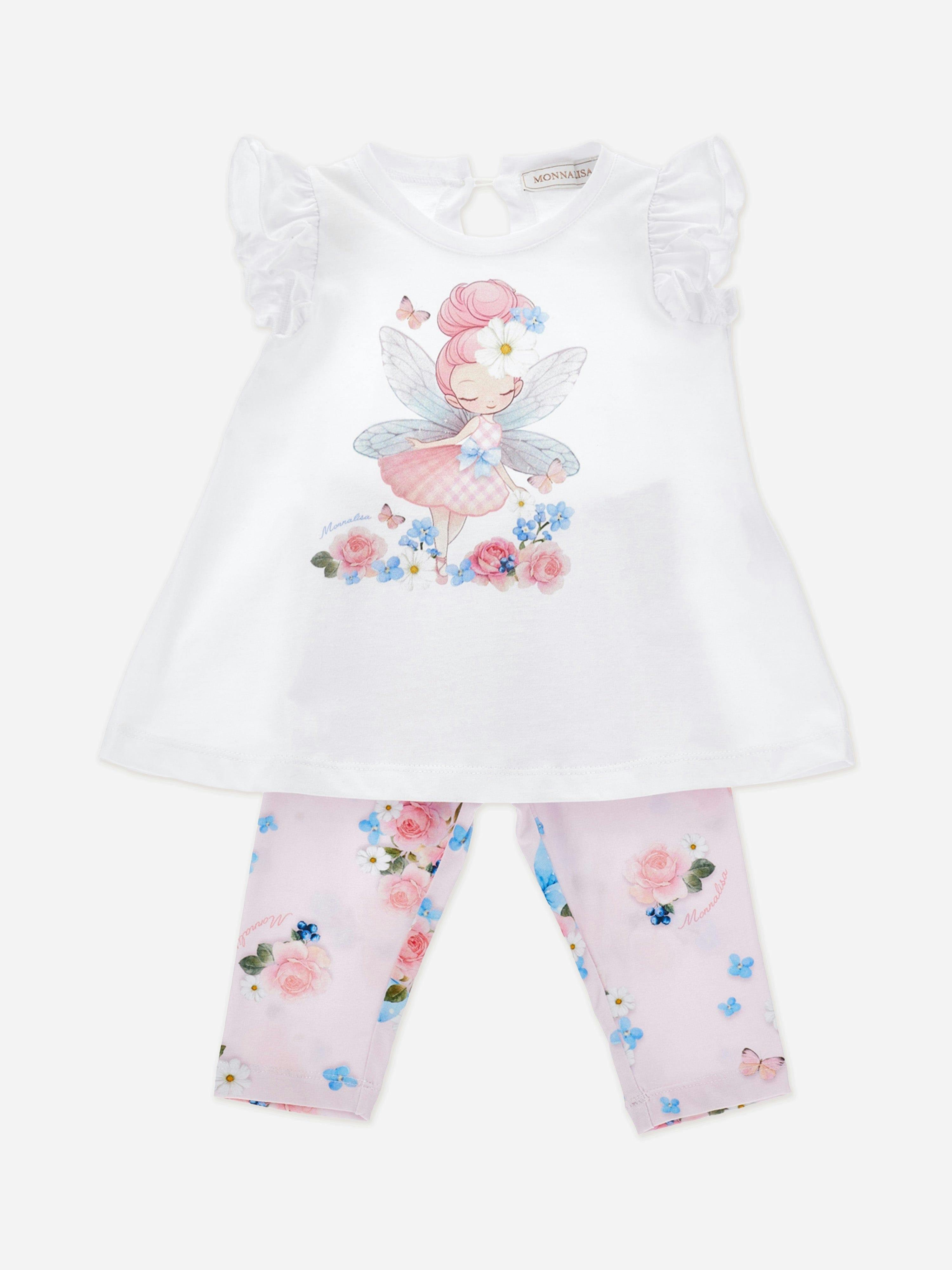 Monnalisa Women's Pink Baby Girls Maxi T-Shirt And Leggings Set In - 9 Mths