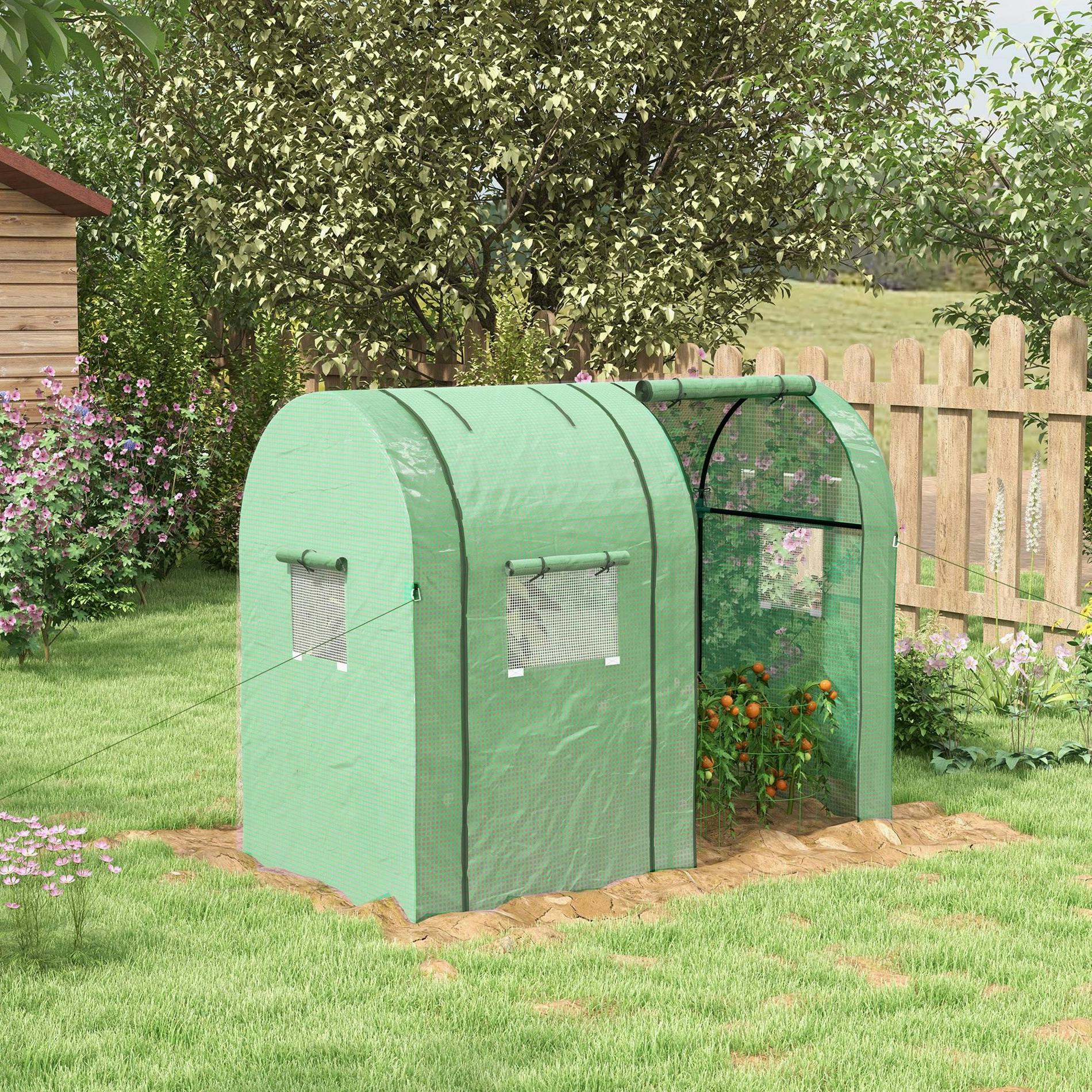 Outsunny Green Tomato House With 2 Roll-Up Doors, 185 X 94 X 150Cm, - 185 X 94 X 150Cm
