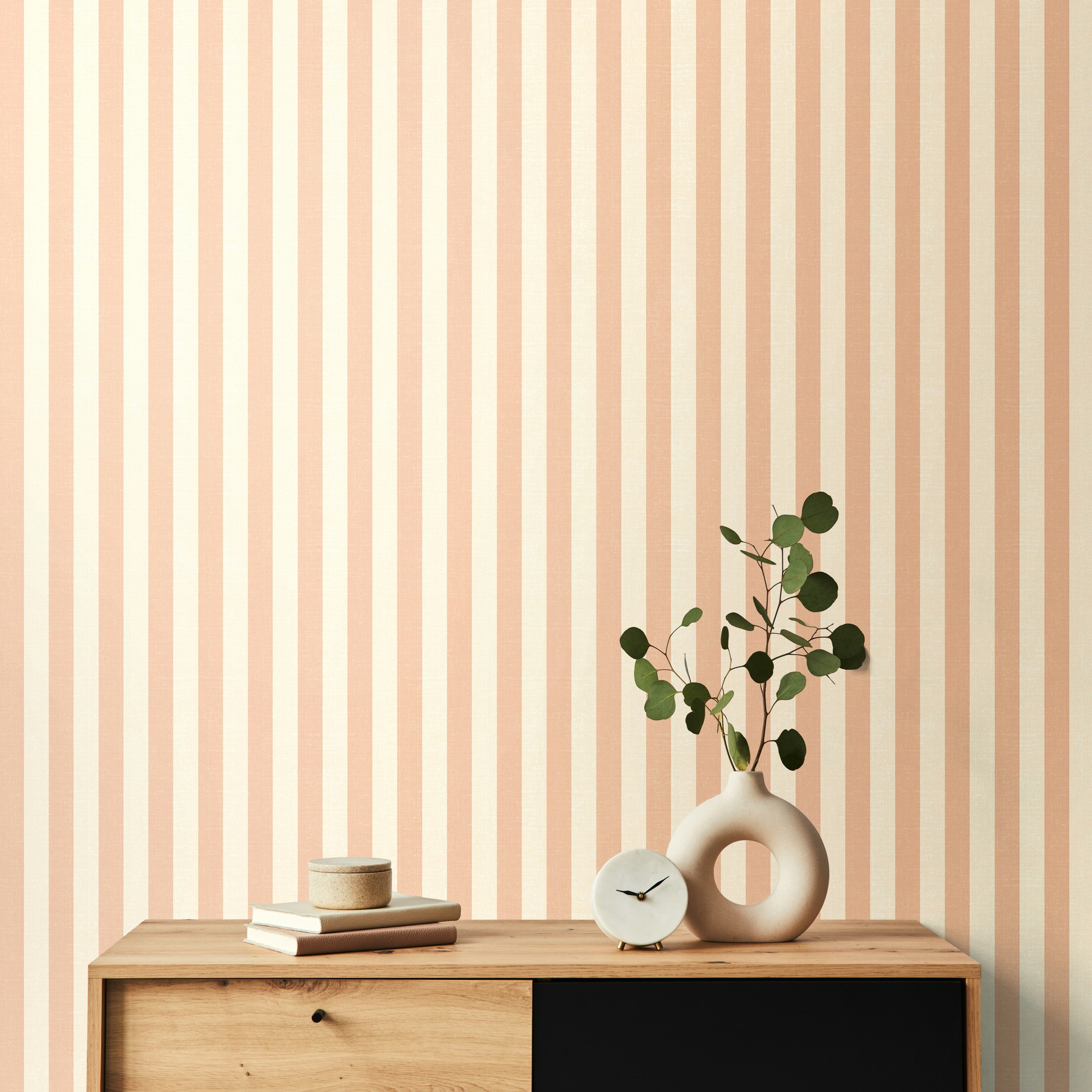 Rackhams Peach Shadow Stripe - 10M Wallpaper