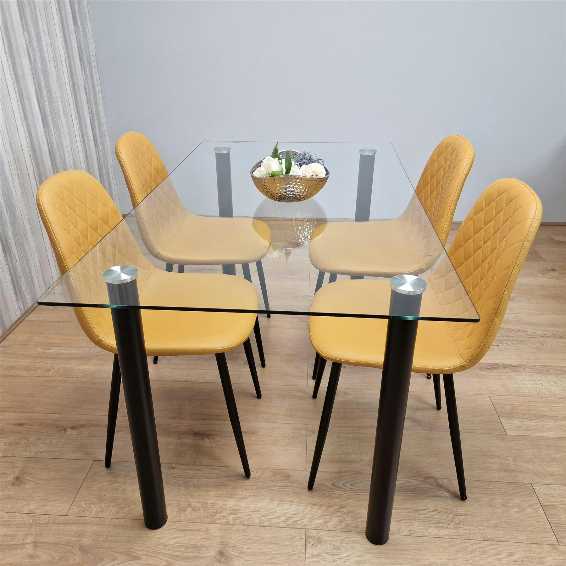 KOSY KOALA White Clear Glass Dining Table with 4 Chairs, Dining Furniture | Size: 140cm x 80cm - Image 5