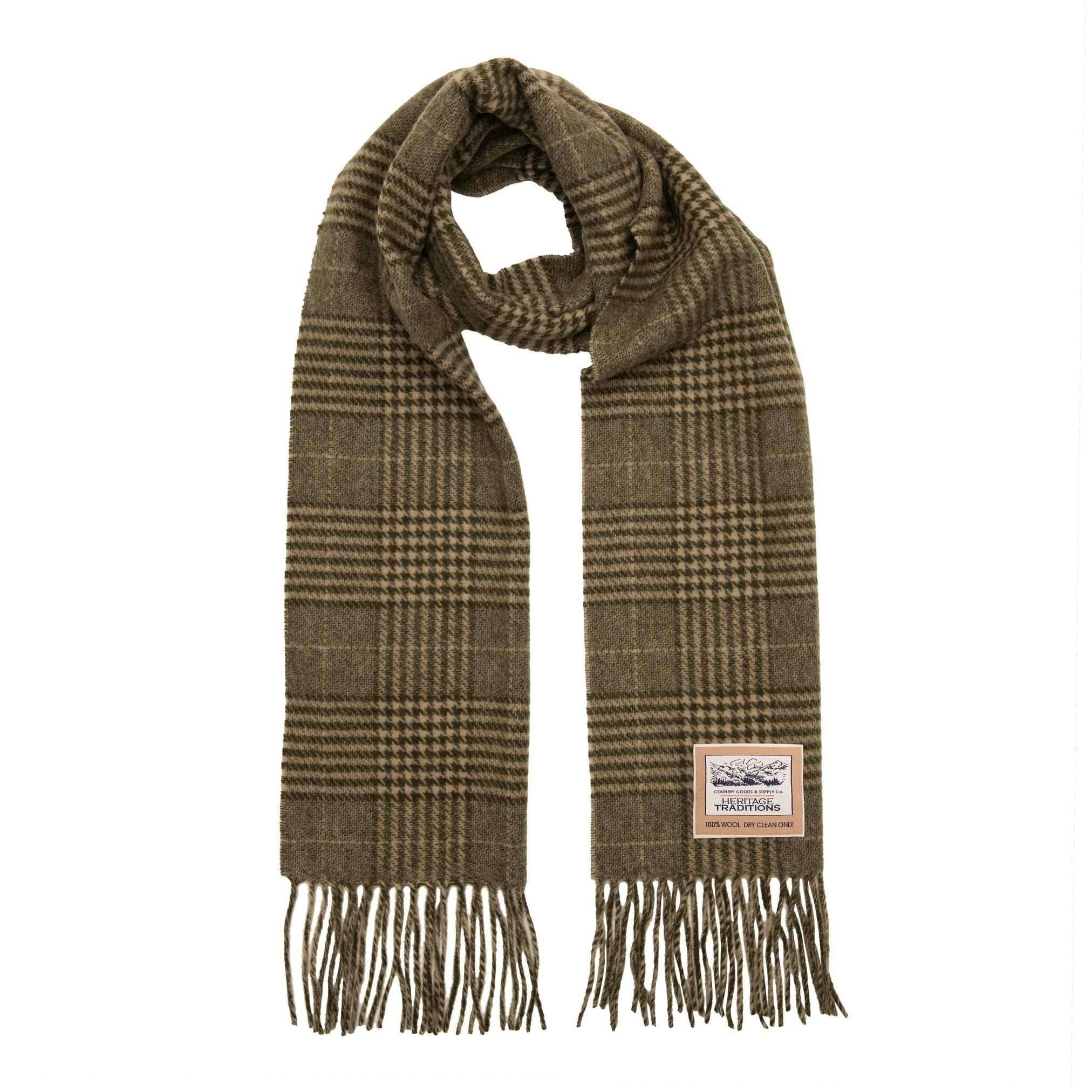 Heritage Traditions Green Prince Of Wales Checked Wool Scarf