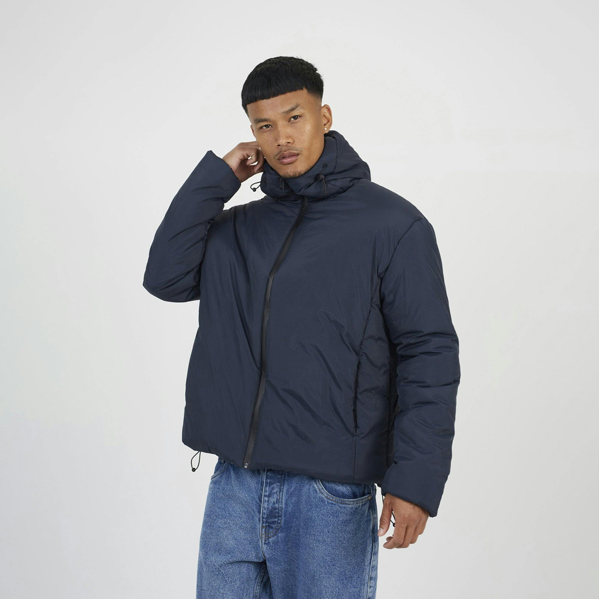 Brave Soul Padded Hooded Jacket - Navy - Navy - L