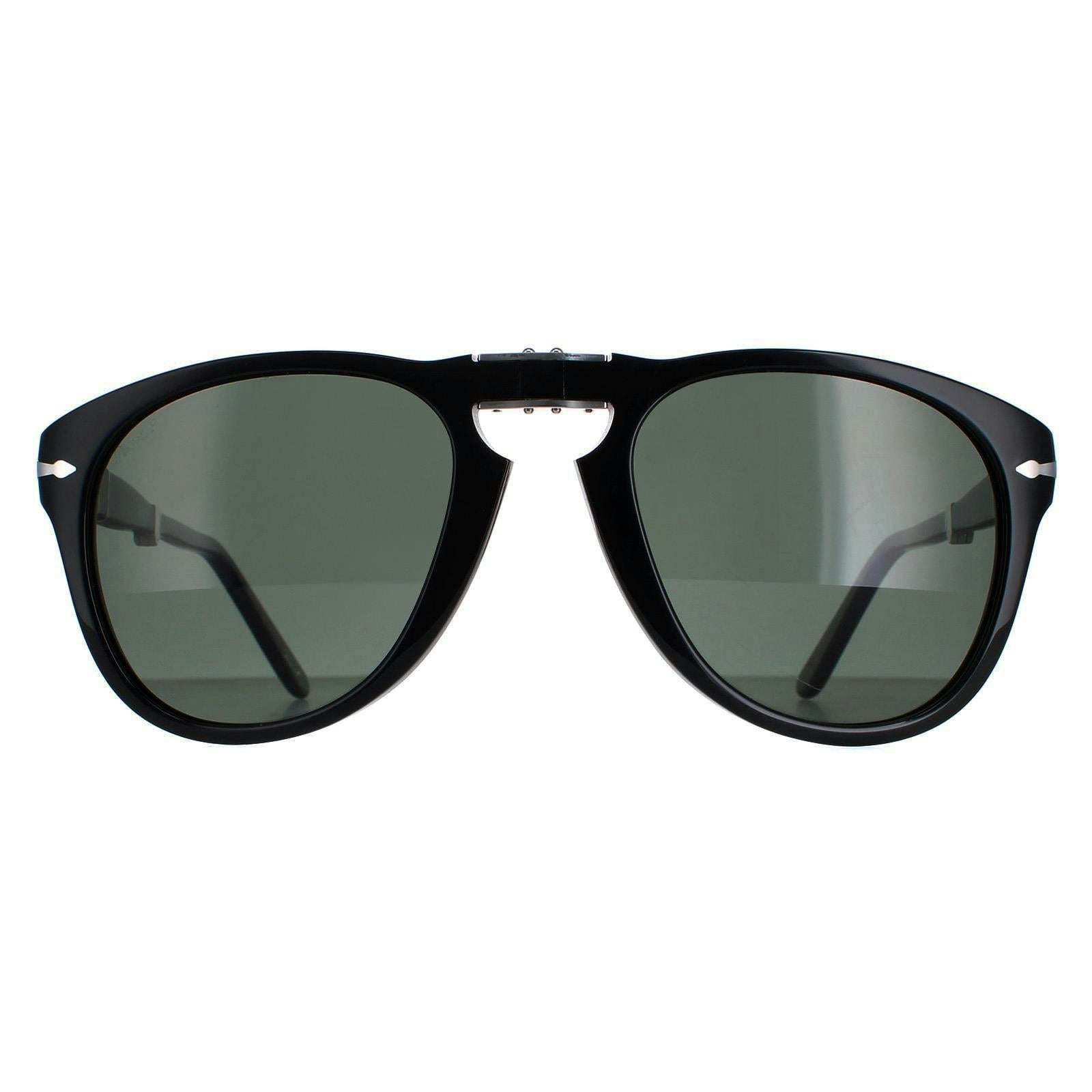 Persol Men's Black Round Green Polarized Sunglasses - Image 5