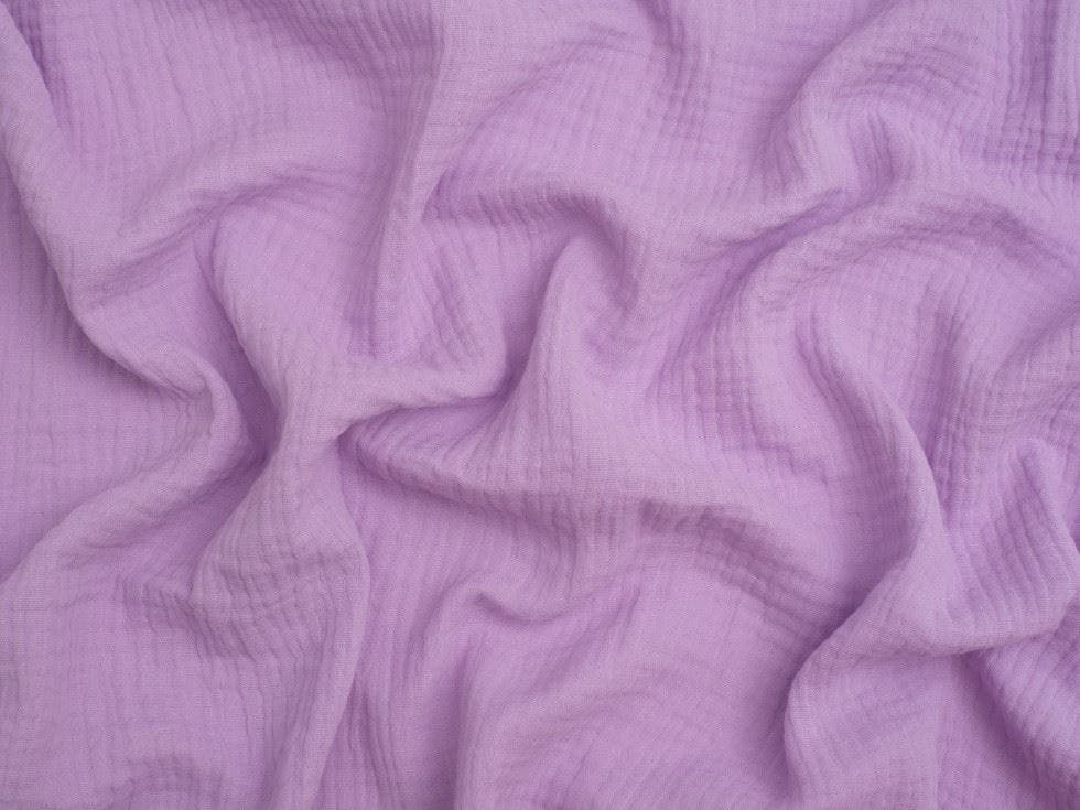 Minerva Core Range Lilac Minerva Cotton Double Gauze Fabric - Plain Design Dressmaking Fabric, 130 Cm / 52" Wide - Per Metre