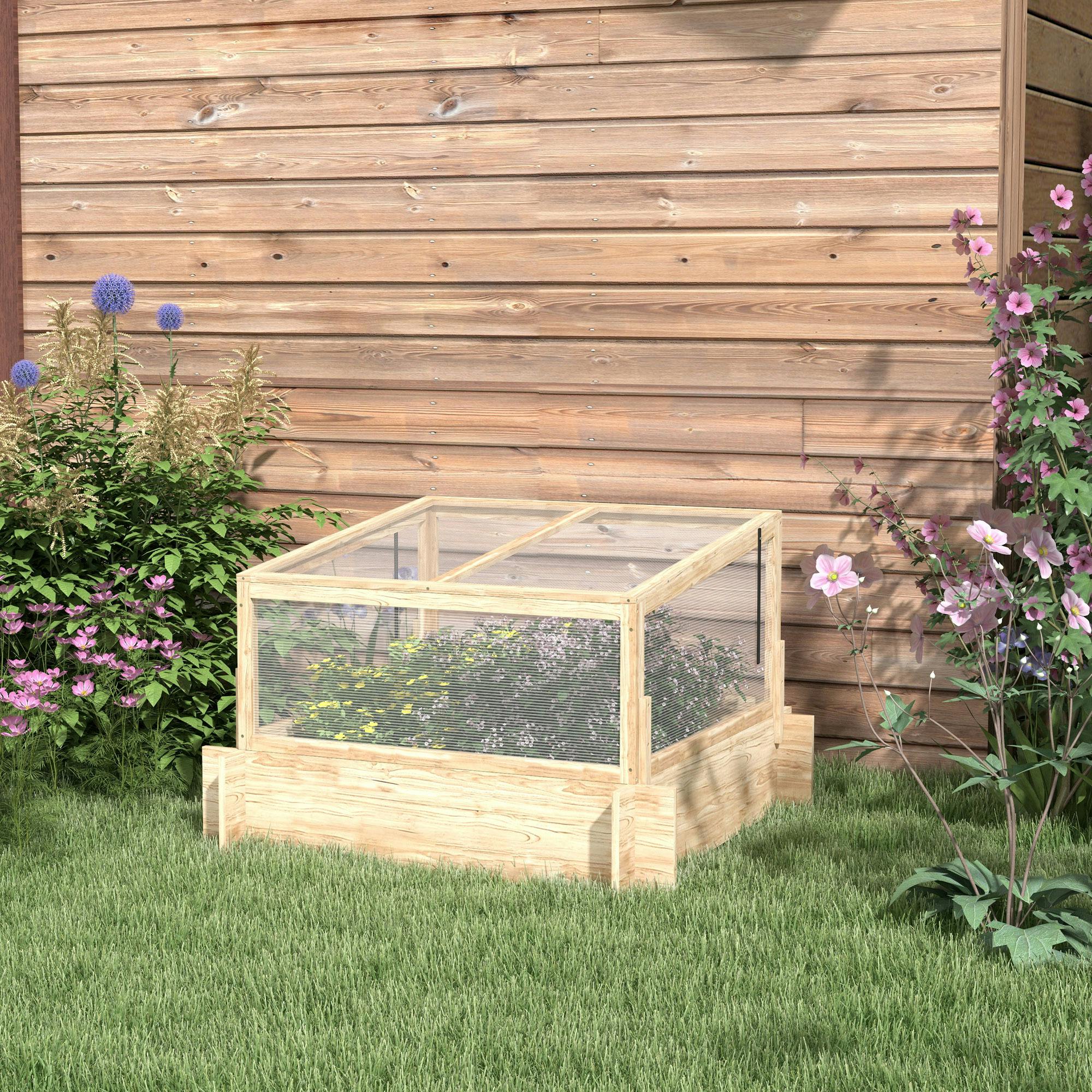Outsunny Outdoor Raised Garden Bed With Cold Frame Greenhouse And Openable Top