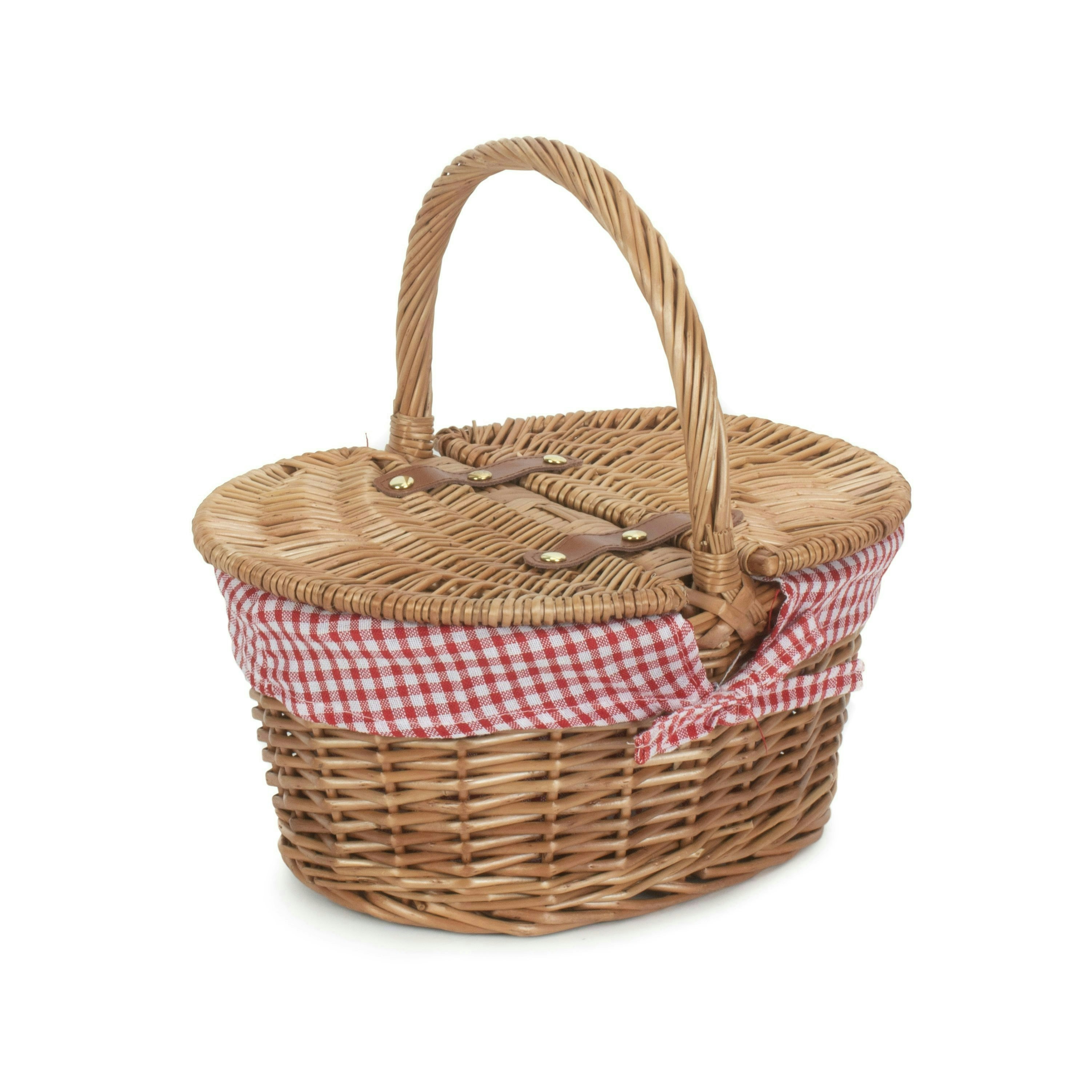 Red Hamper Red/Light Hamper Childs Steamed Finish Oval Wicker Picnic Basket - Checked