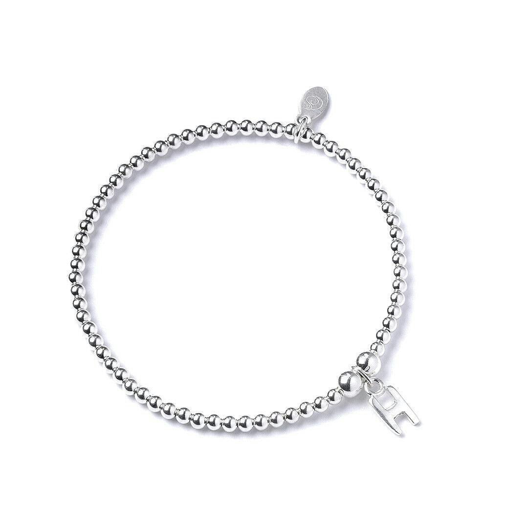 Mylee London Silver Letter Initial Sterling Ball Bead Bracelet - No - H