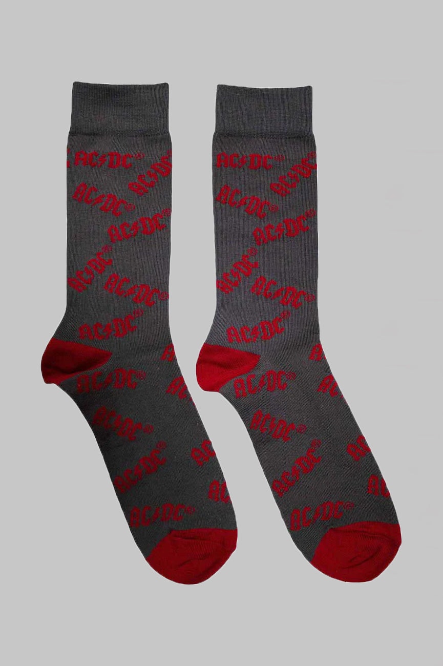 Paradiso Clothing Unisex Grey Ac/Dc Logo Pattern Band Ankle Socks