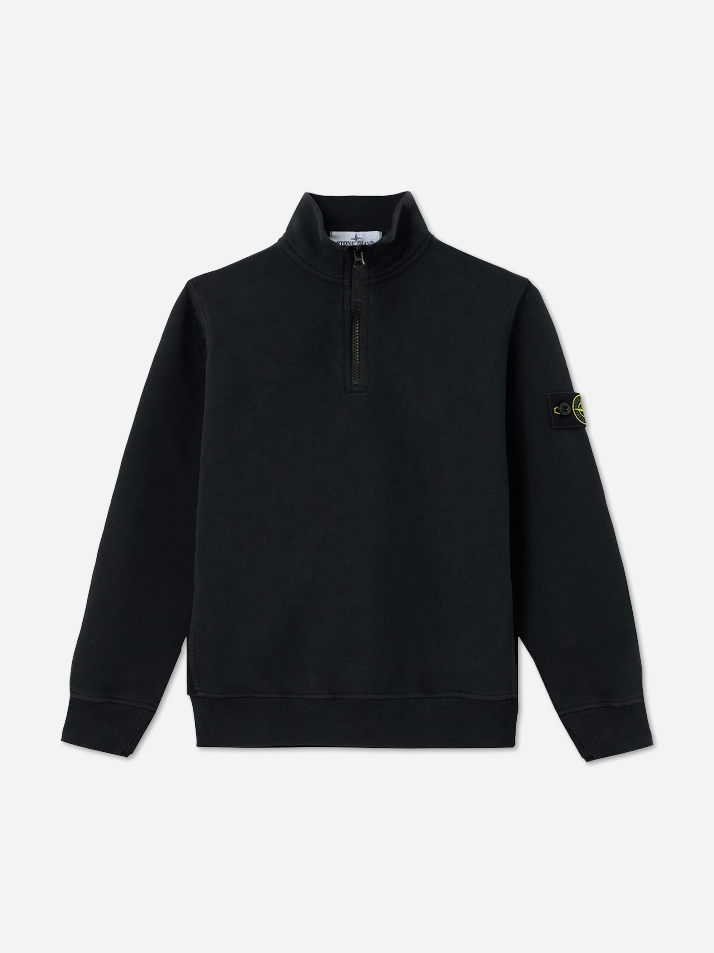 Stone Island Junior Boys Black Stone Island Brushed Organic Fleece Half Zip Sweatshirt In - Multicoloured - 3 Yrs