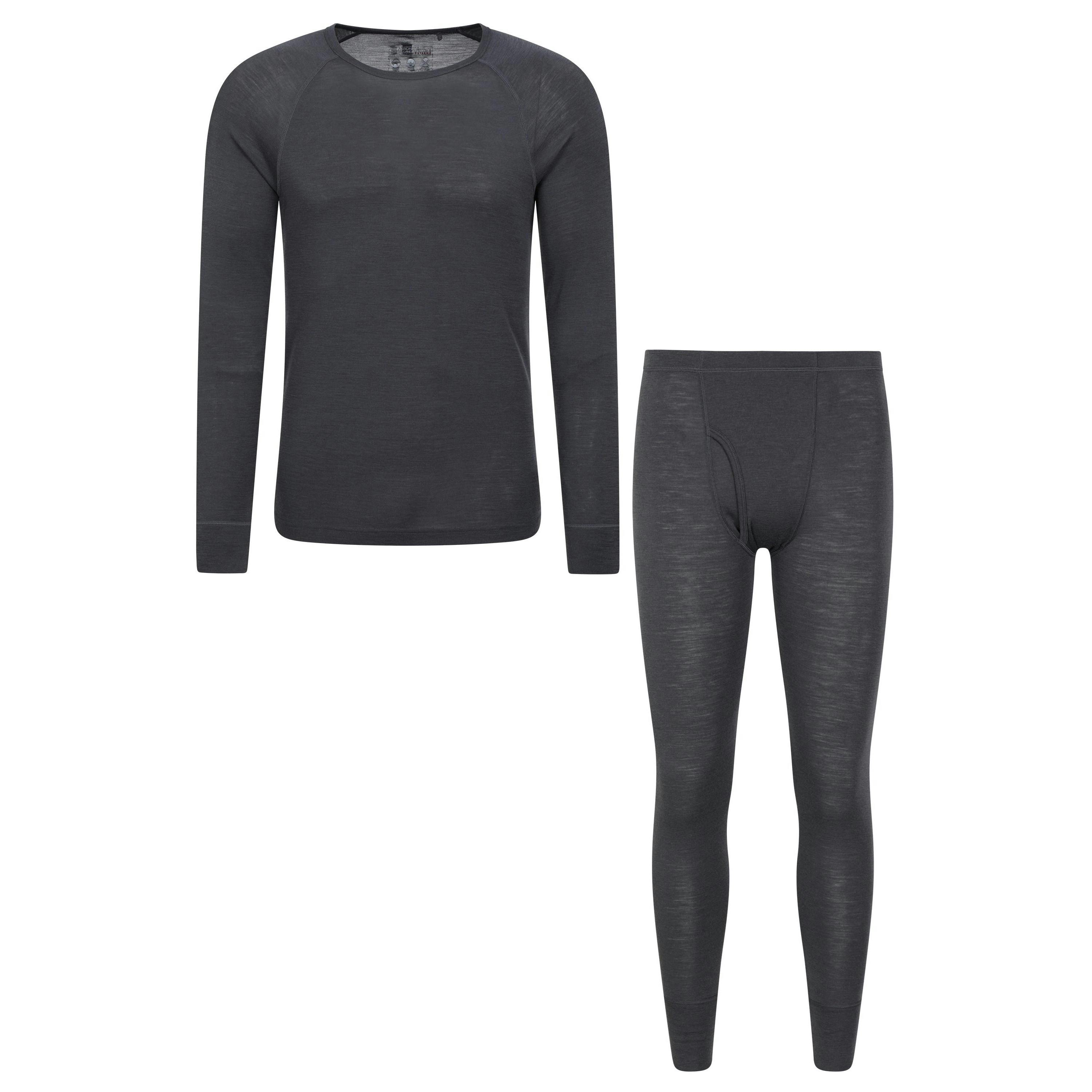 Mountain Warehouse Men's Dark/Grey Merino Wool Thermal Base Layers Set - Xl R - 70% Merino Wool/30% Polyester