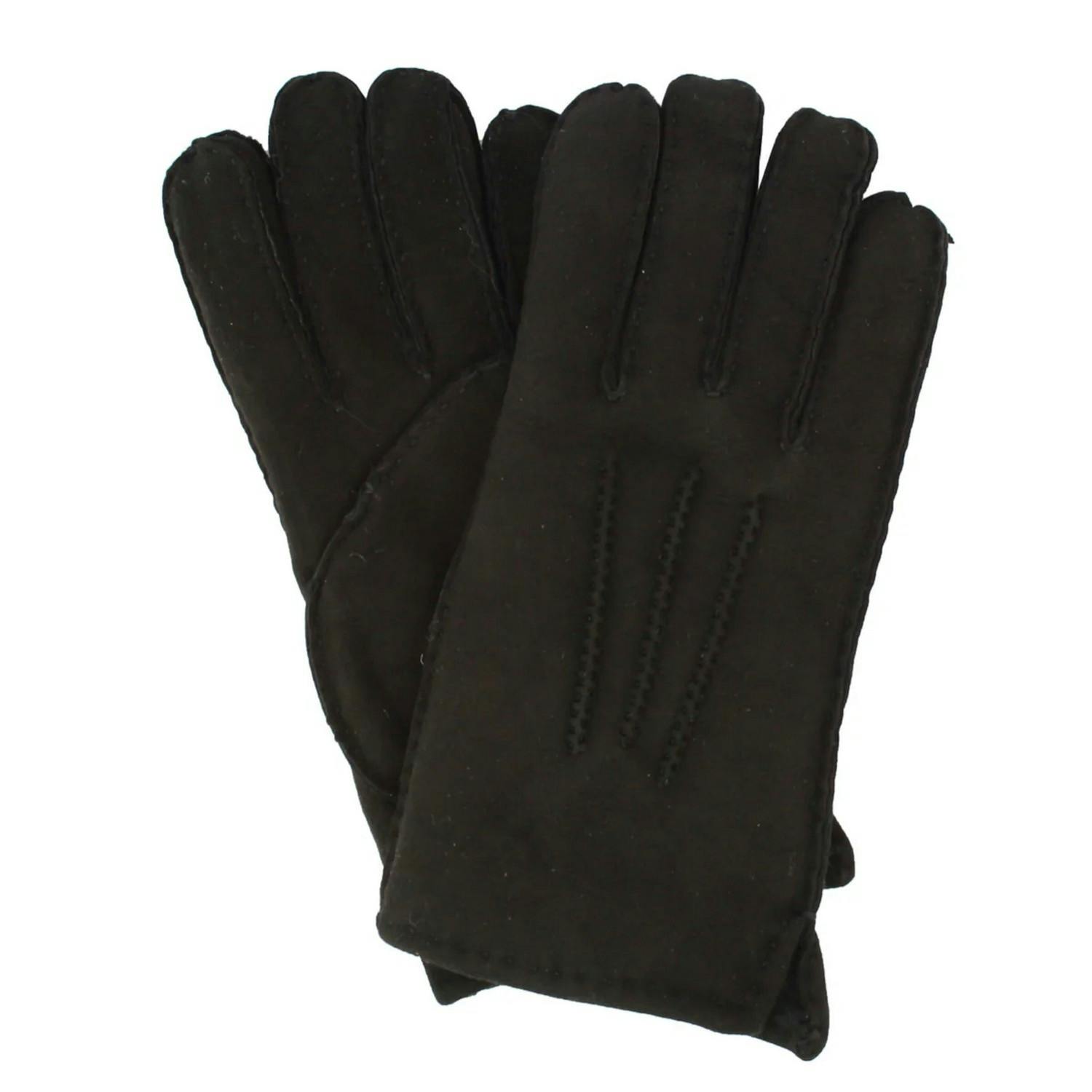Eastern Counties Leather Women's Black Stitch Detail Sheepskin Gloves - M