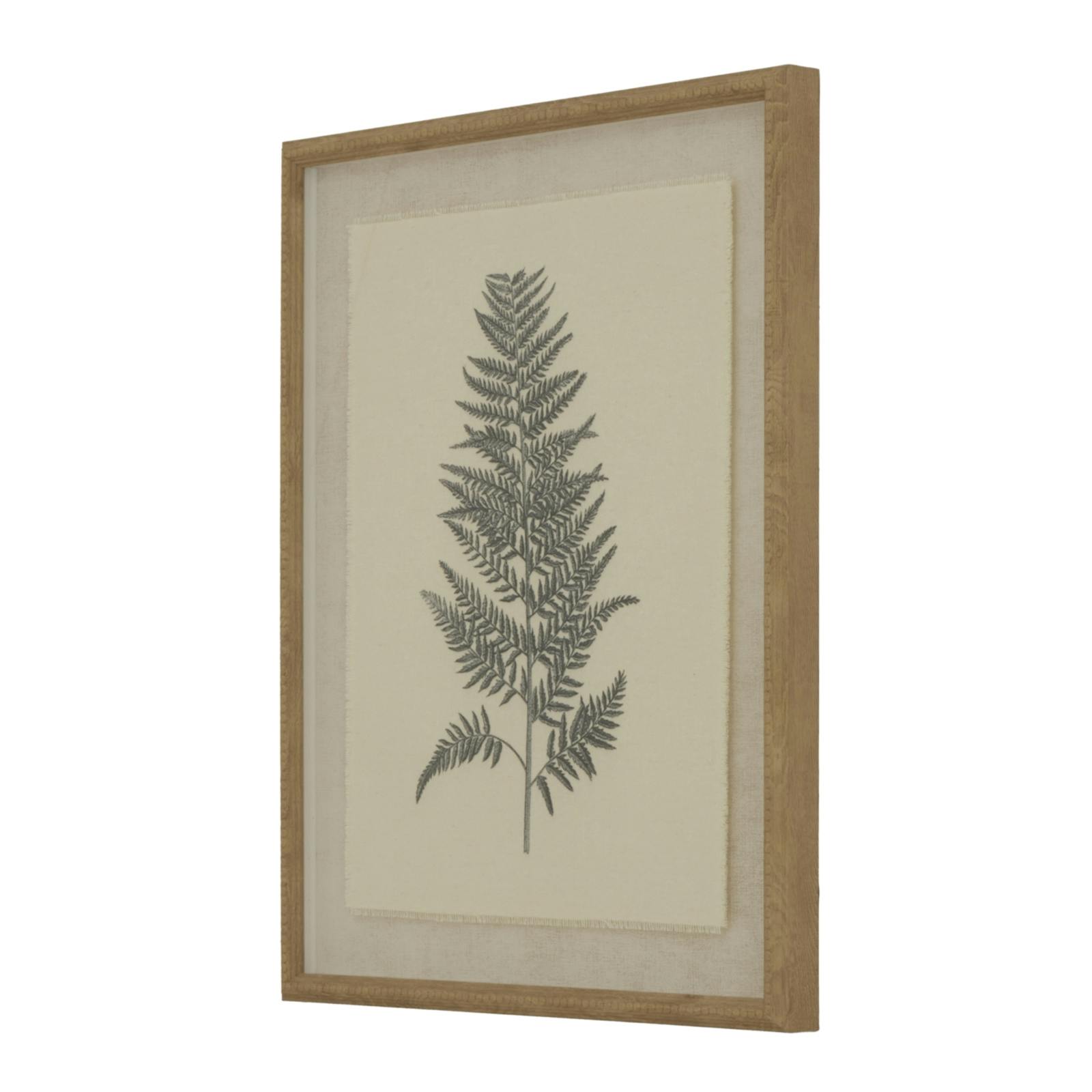 Rackhams White/Black/Brown Flora & Fauna Collection Beech Fern Linen Framed Wall Art - 50Cm X 2Cm X 40Cm