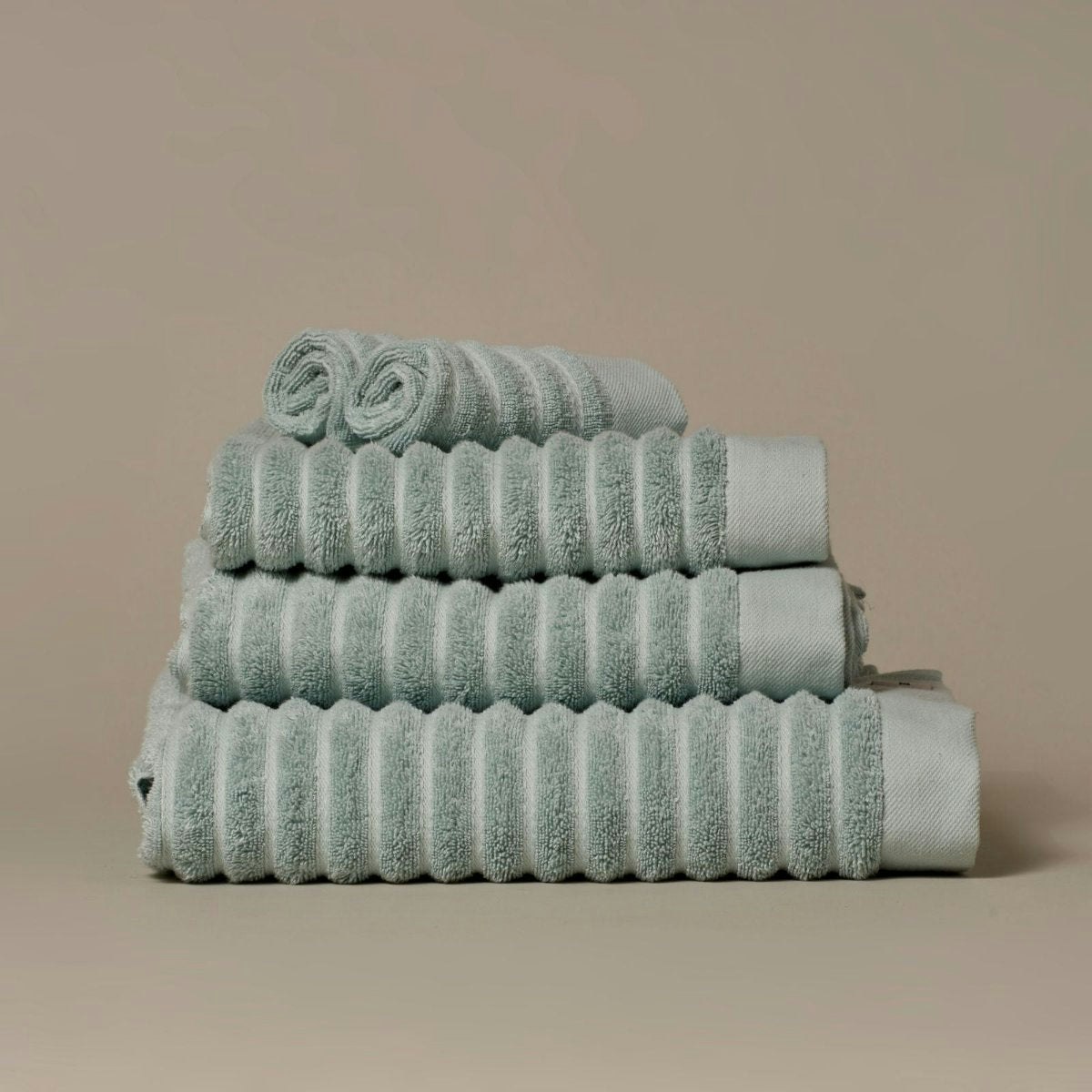Rackhams Blue Ribbed Organic Cotton Towels - Bath Towel - Duckegg