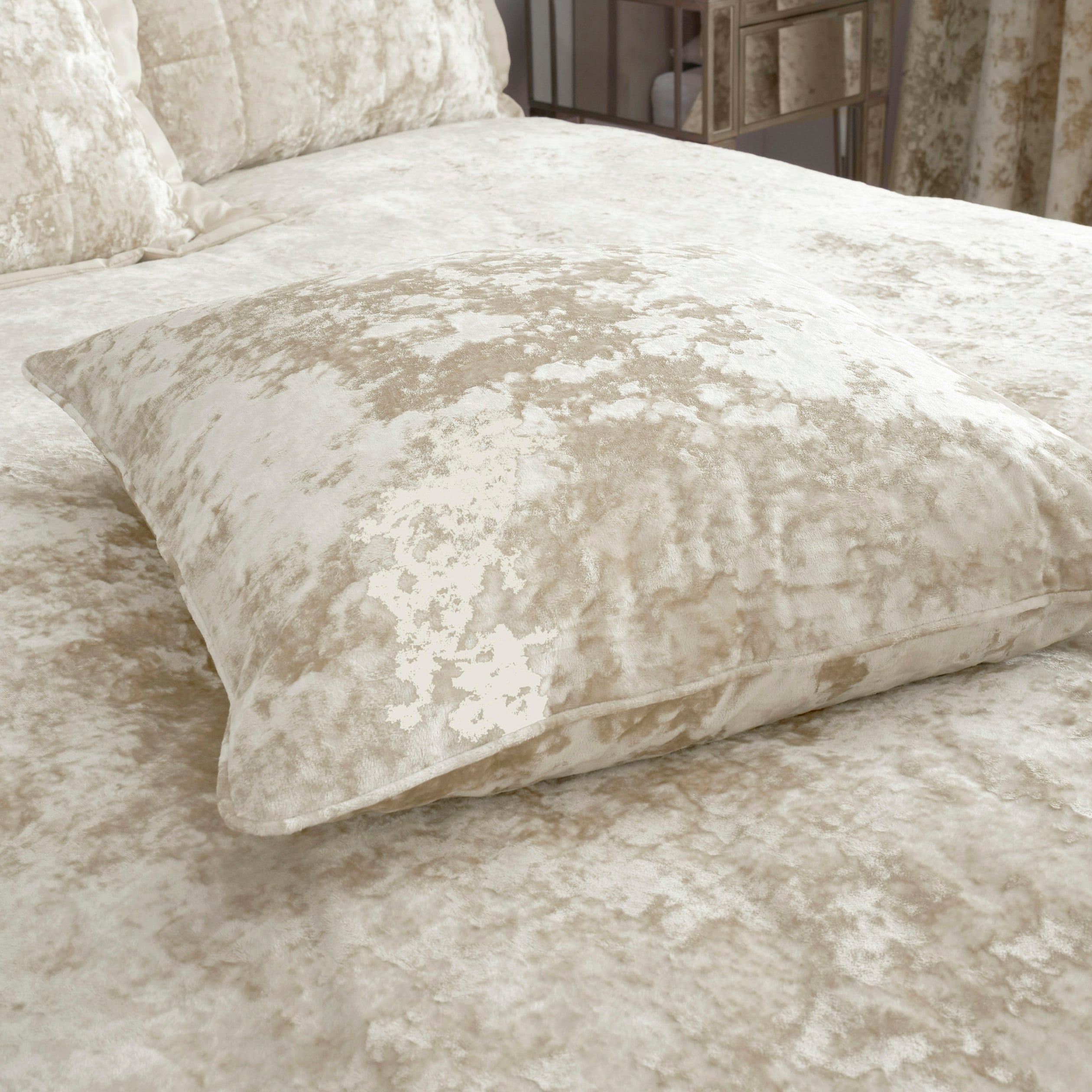 Catherine Lansfield Crushed Velvet Cushion - Natural