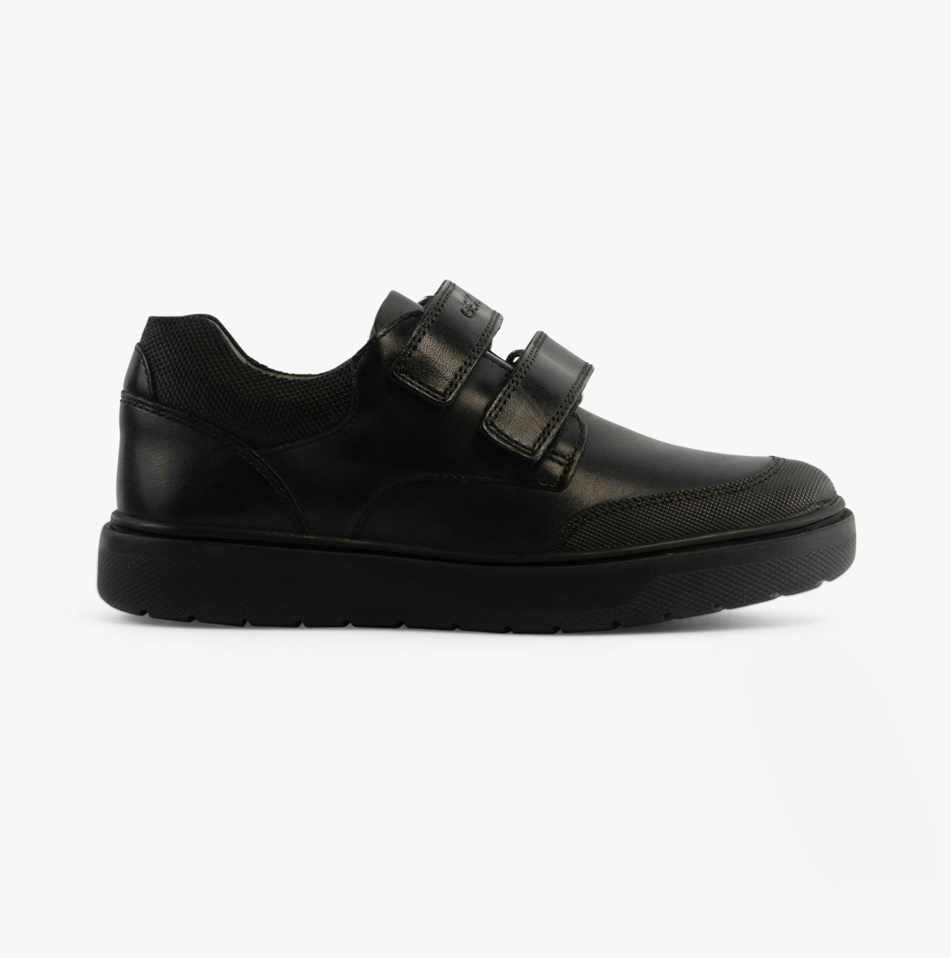 Geox Boys Black J Riddock Leather Touch Fasten School Shoes - Size 6