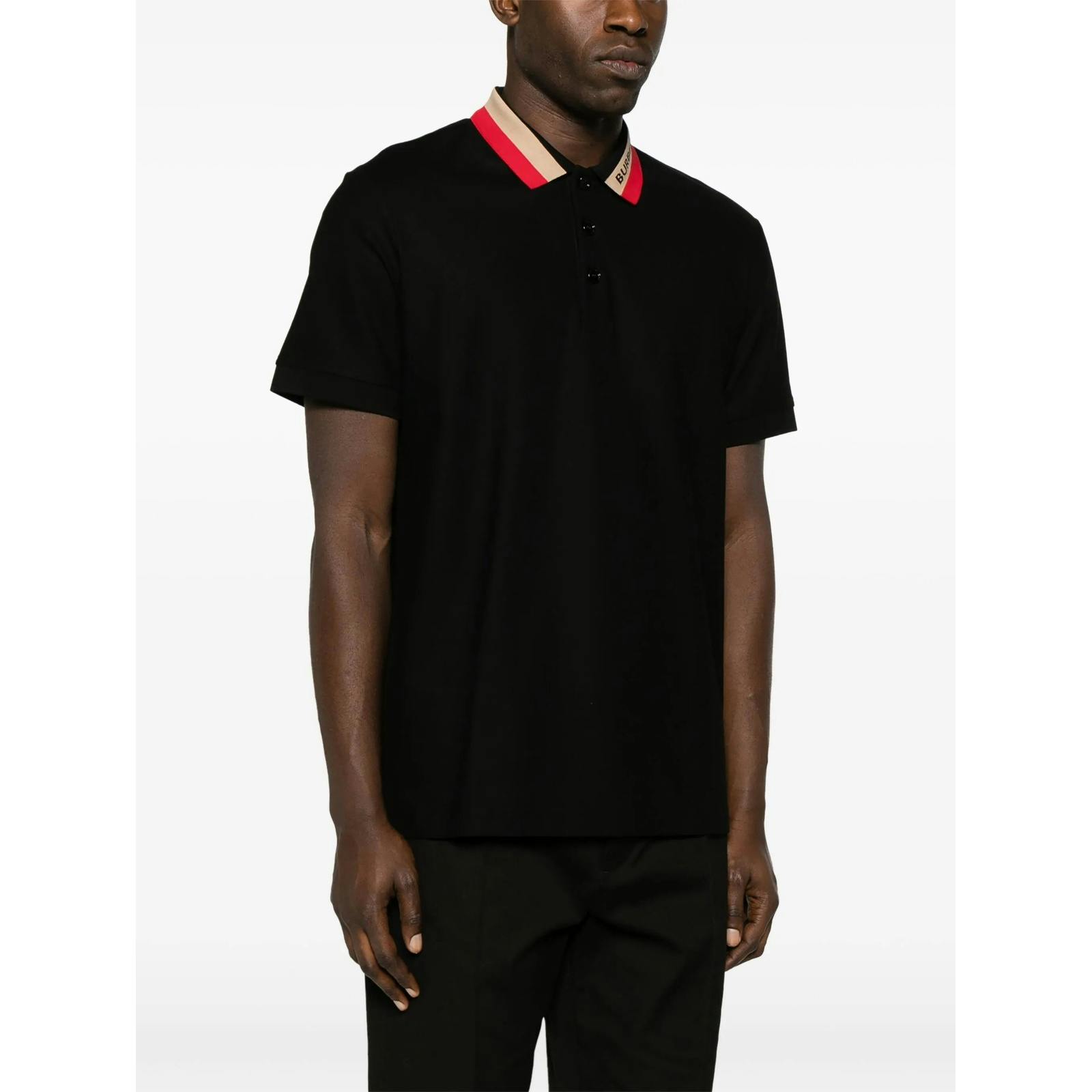 Burberry Black Contrasting Collar Polo Shirt In - S