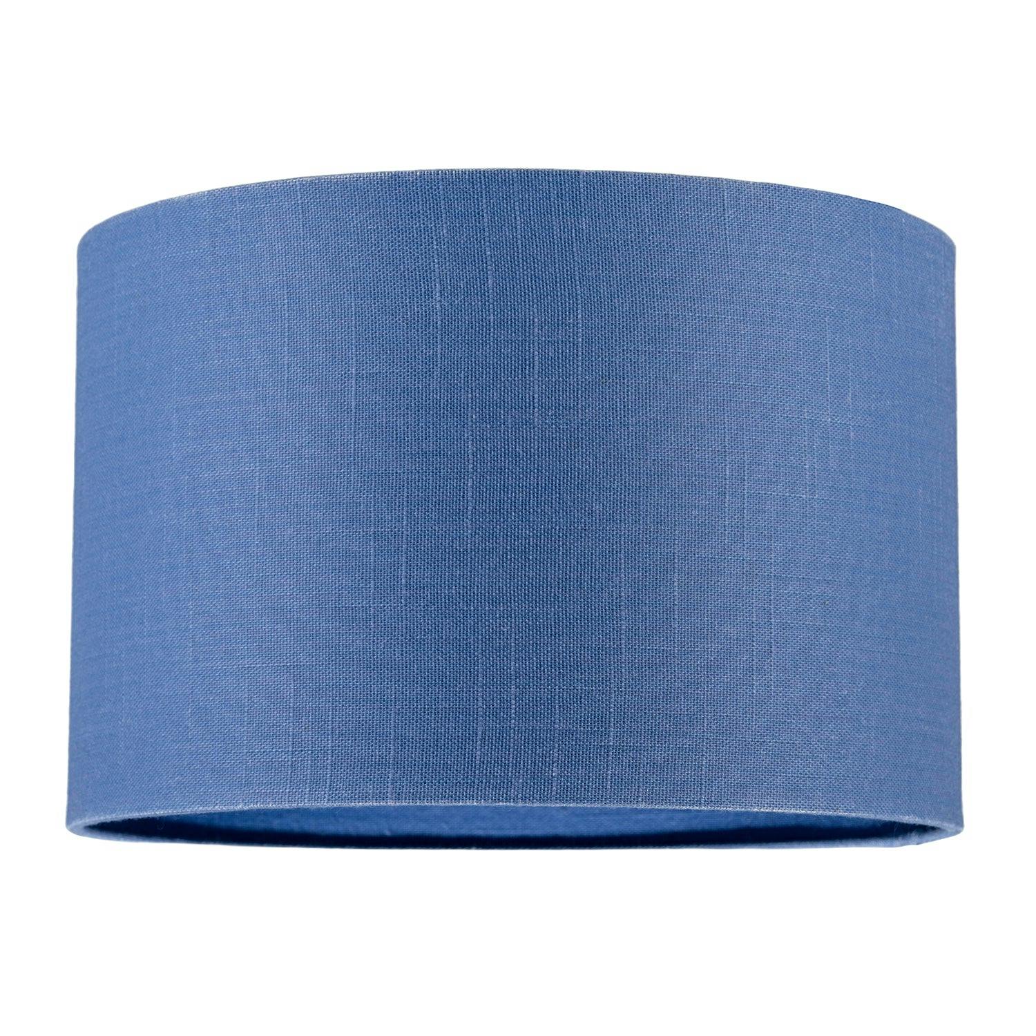 Rackhams Blue Designer English Manor Textured Linen Fabric Circular Lamp Shade