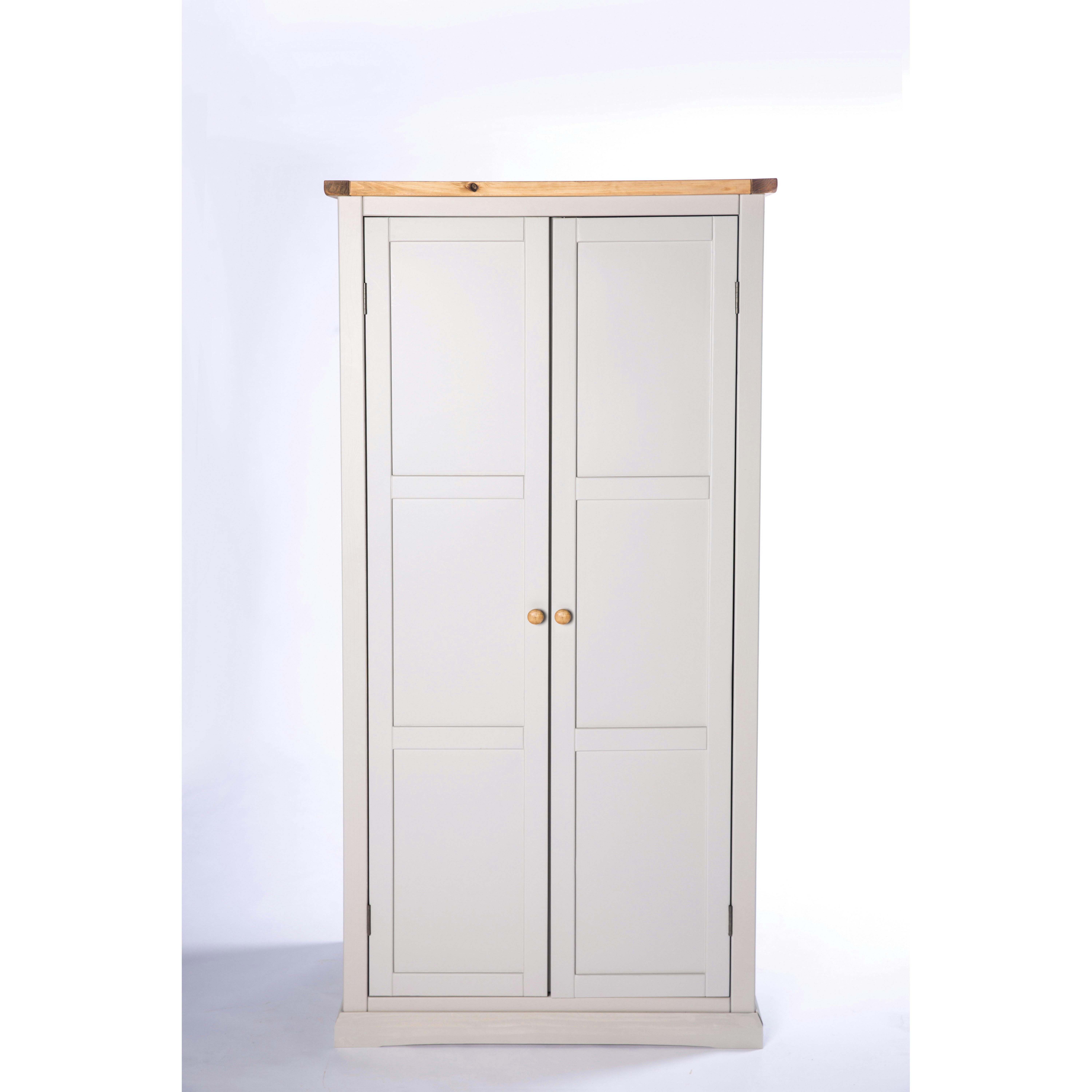 Rackhams Light/Grey Loreo 2 Door Wardrobe Wood Knob