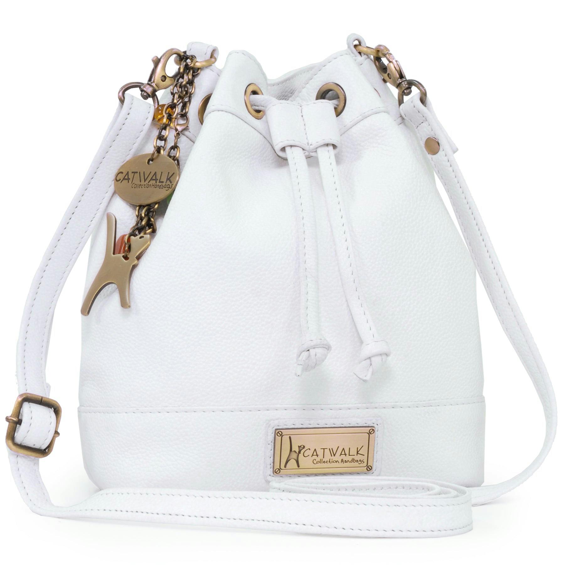 Catwalk Collection Handbags White Rochelle - Bucket Bag