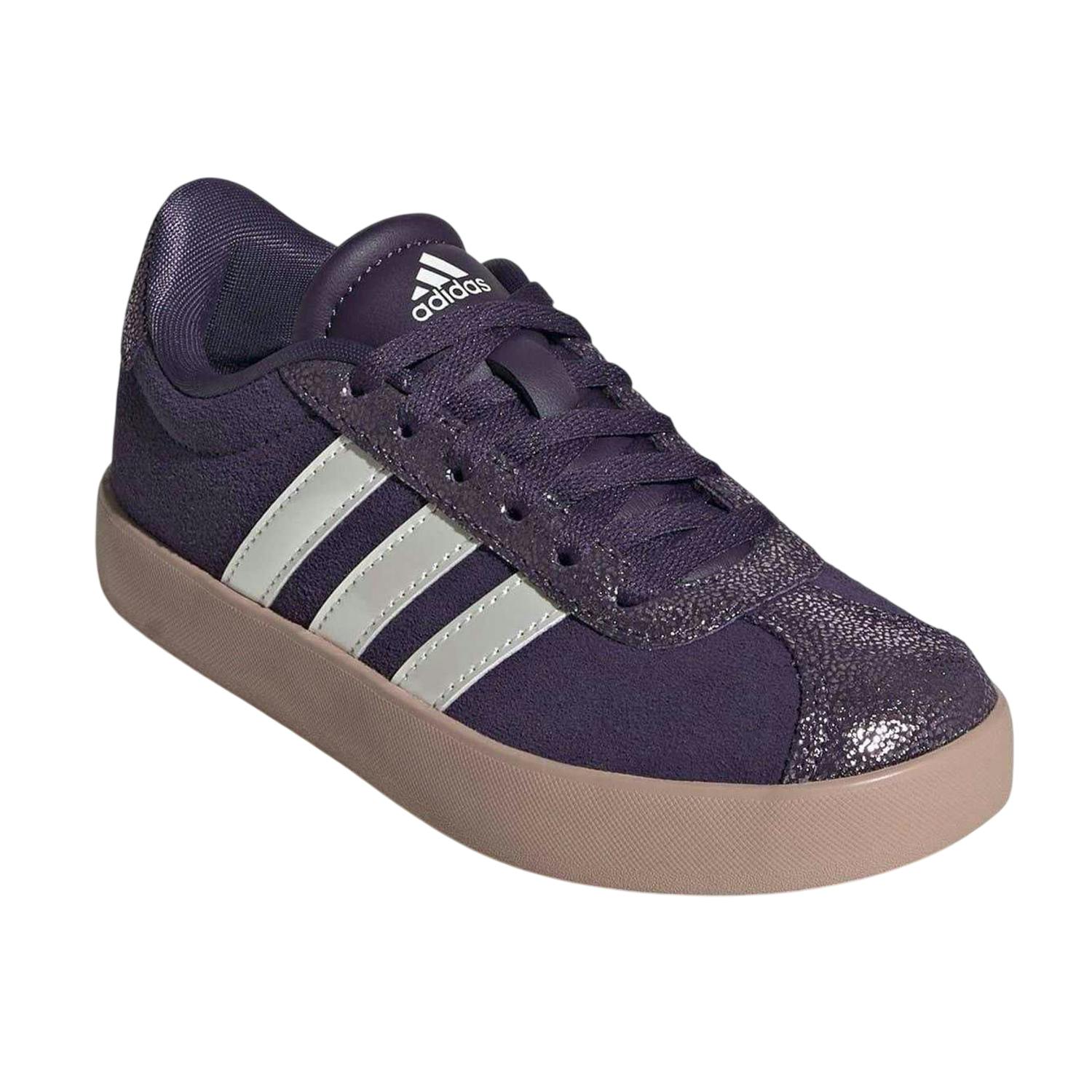 Adidas Kids Vl Court 3.0 Leather Trainers - Plum - 5.5 Uk - Plum - 100% Mixed