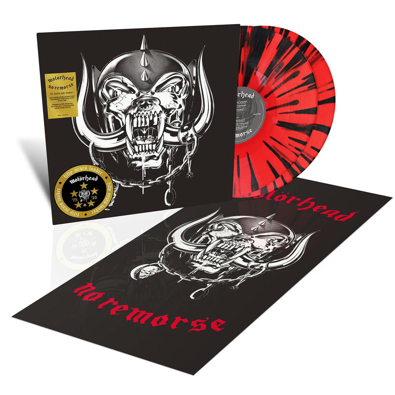 Eyesore Merch Red/Black Motorhead 'No Remorse' (50Th Anniversary Edition) 2Lp & Splatter Vinyl