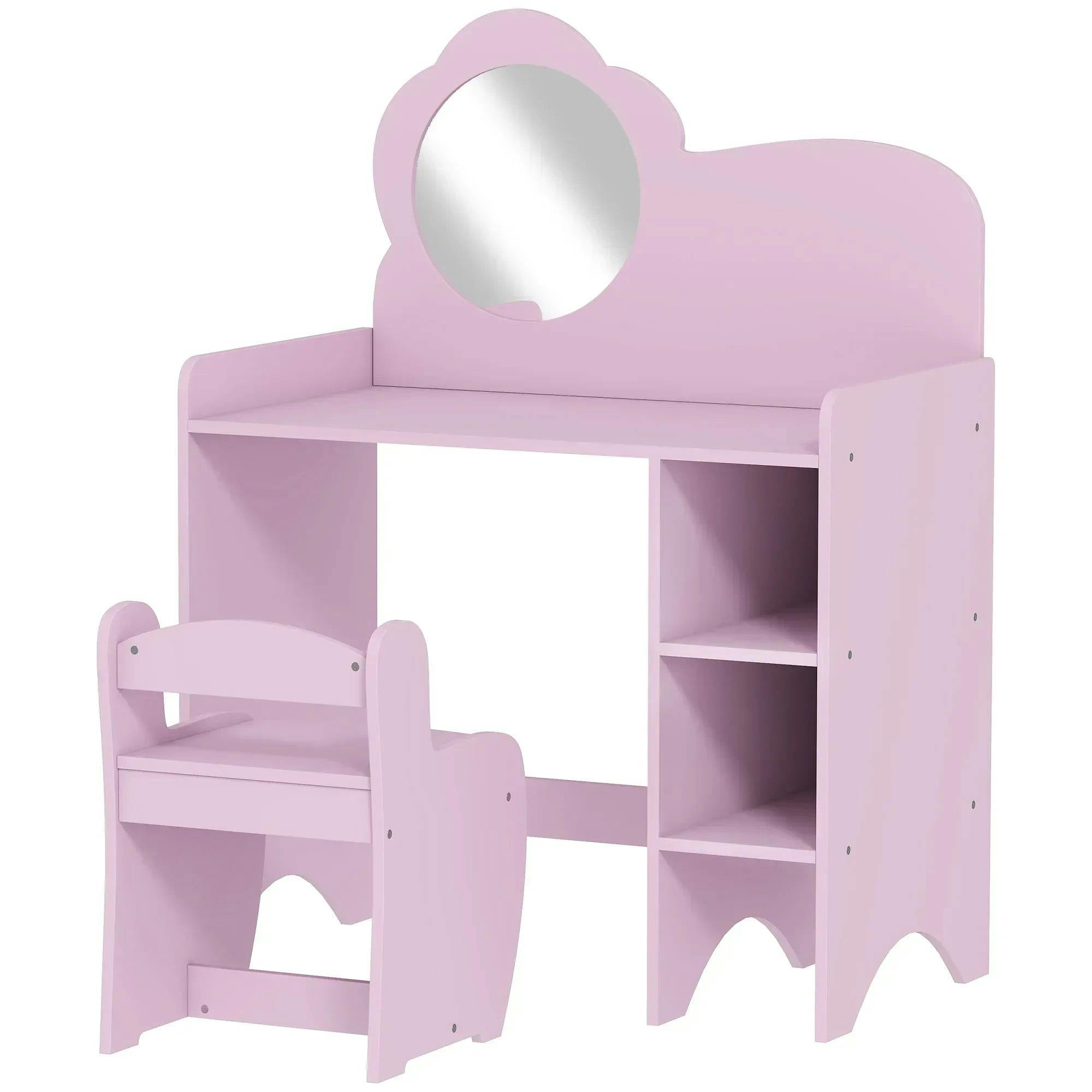 AIYAPLAY Kids Dressing Table With Mirror - Stool - Vanity Table - Purple  | TJ Hughes - Image 5