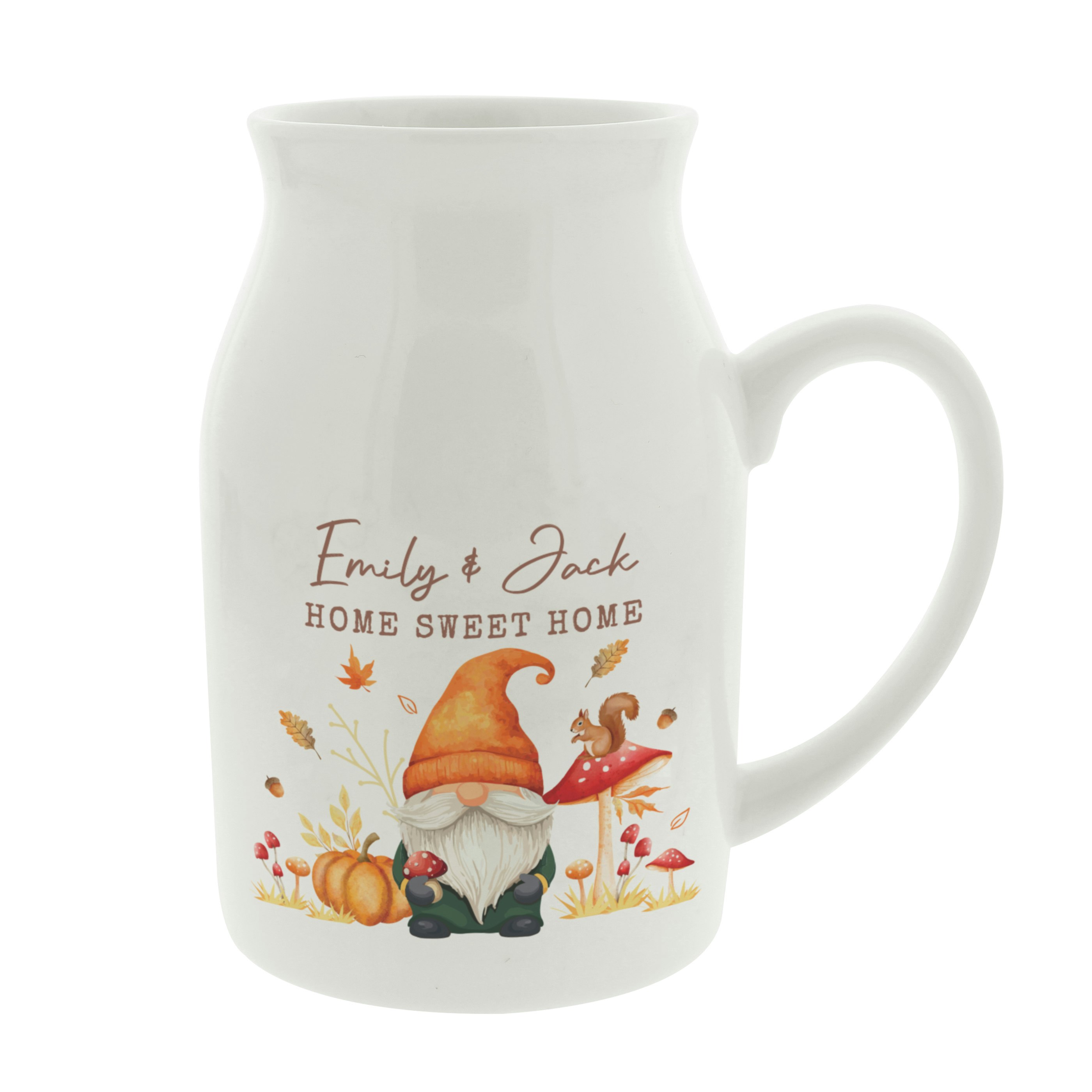 Rackhams White/Light Personalised Autumn Gonk Flower Jug Vase