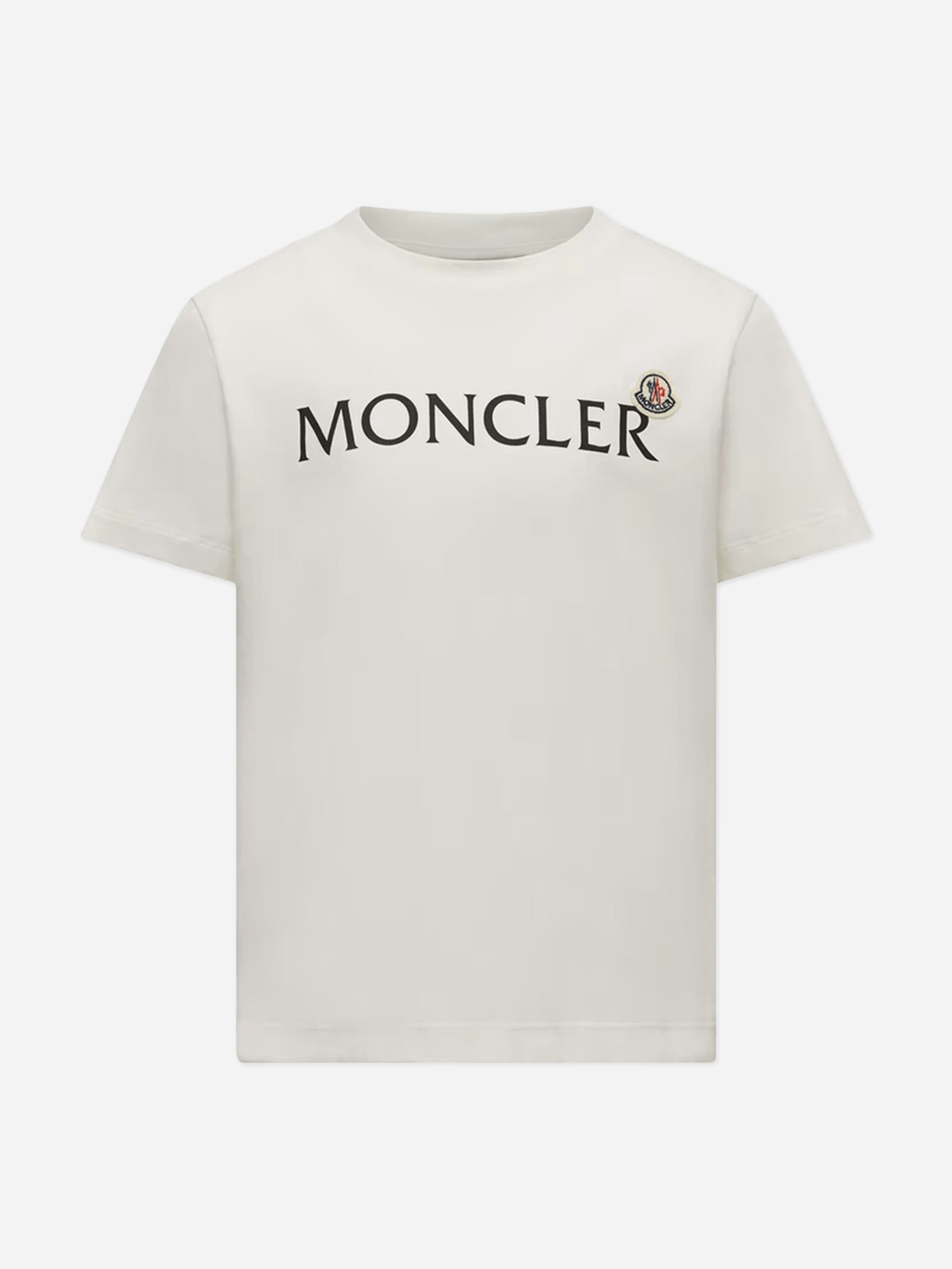 Moncler Enfant Boys Ivory Logo T-Shirt In - 6 Yrs