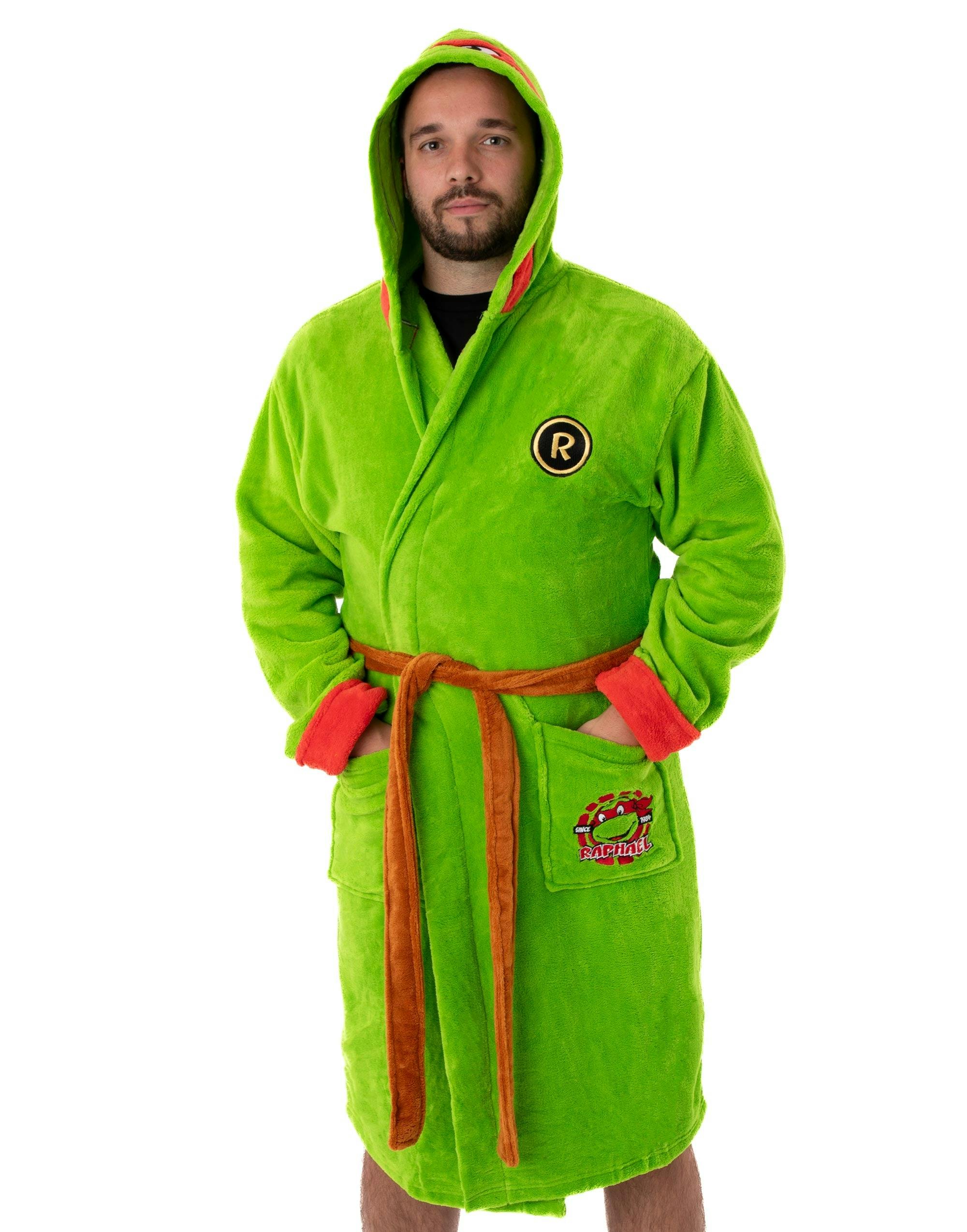 Vanilla Underground Men's Green Teenage Mutant Ninja Turtles Hooded Bathrobe - Large