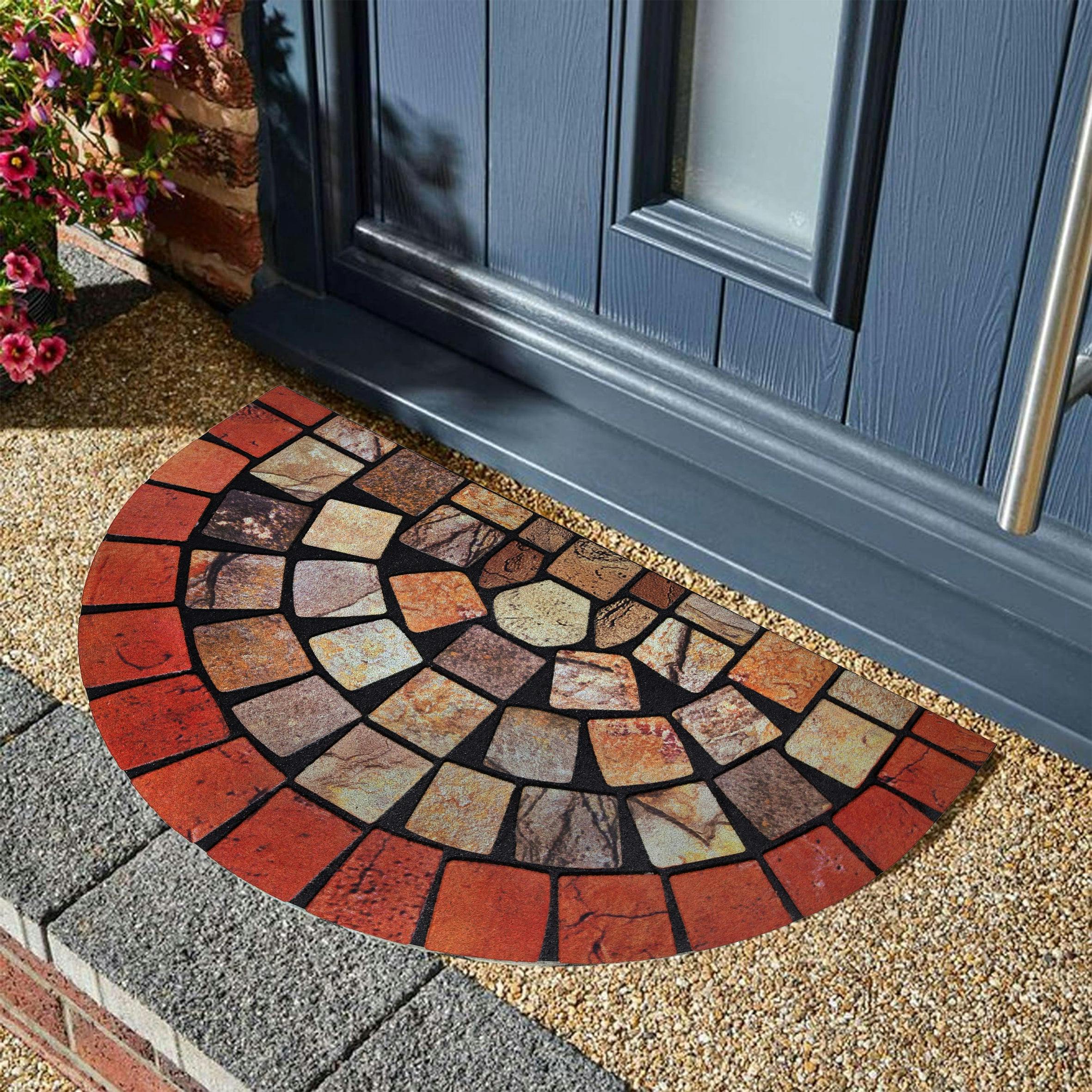 Nicoman Red Halfmoon Tile Barrier Doormat - Edge