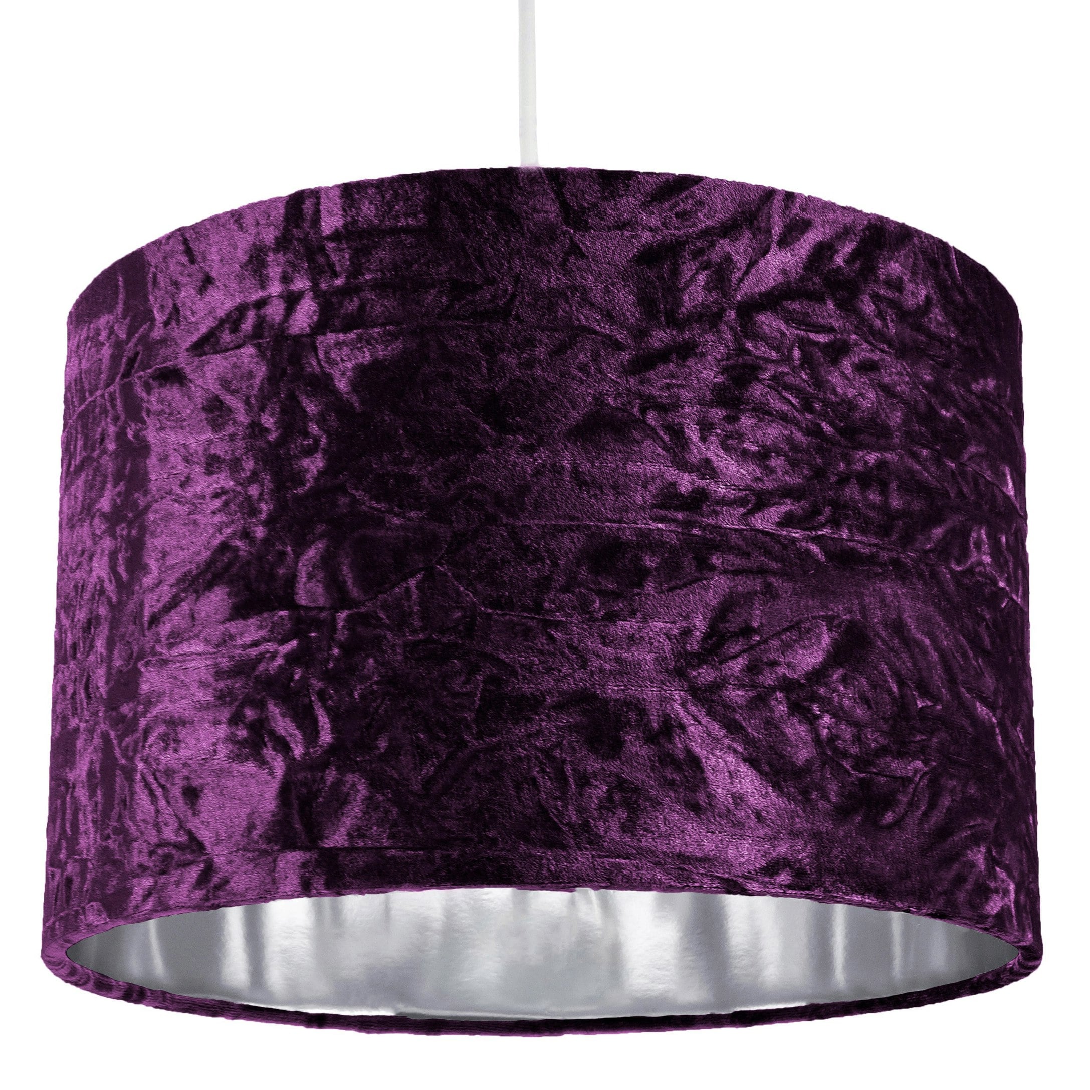 Happy Homewares Purple/Silver Modern Crushed Velvet 12" Table/Pendant Lampshade With Shiny Inner