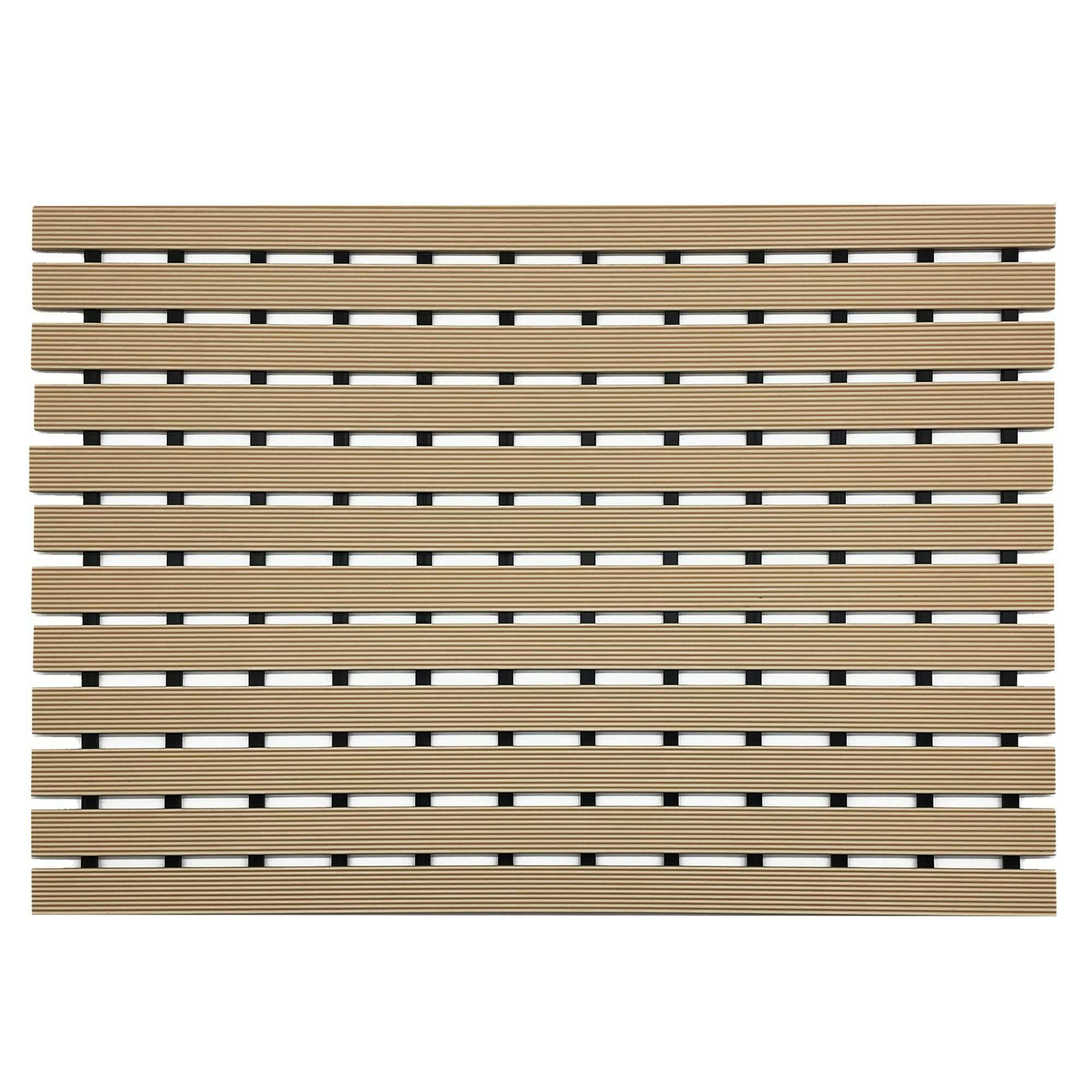 Rackhams Beige Non-Slip Pvc Duckboard Shower Mat - 61Cm X 43Cm