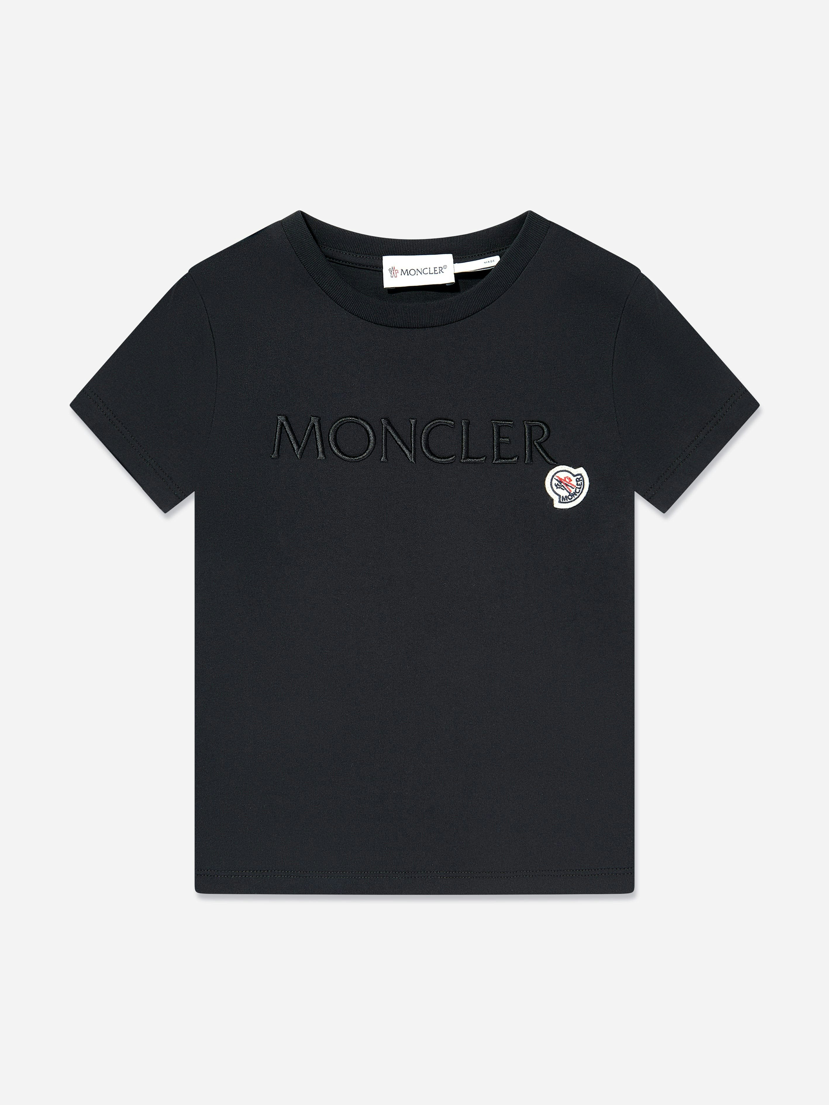 Moncler Enfant Girls Black Logo T-Shirt In - 10 Yrs