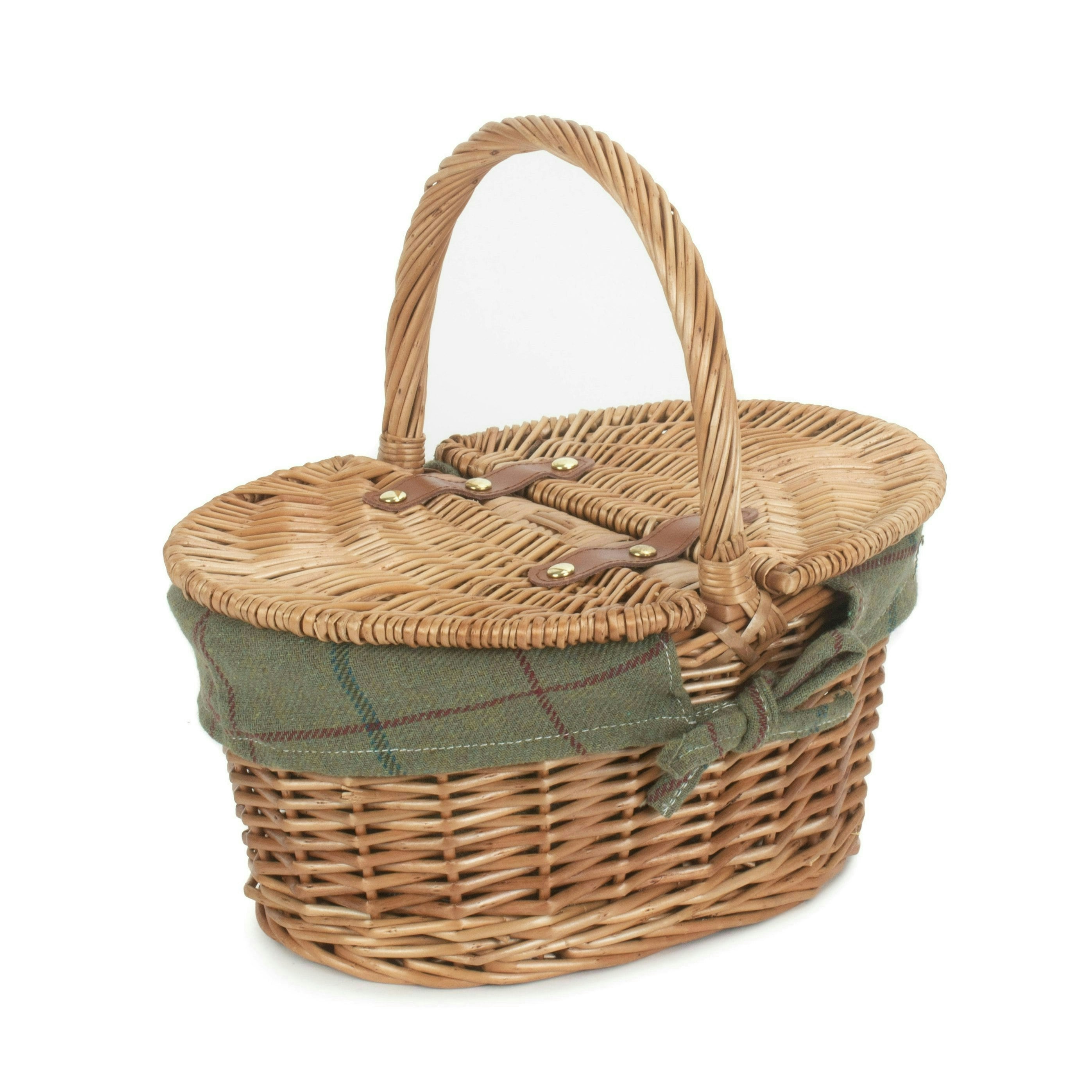 Red Hamper Red/Light Hamper Childs Steamed Finish Oval Wicker Picnic Basket - Green