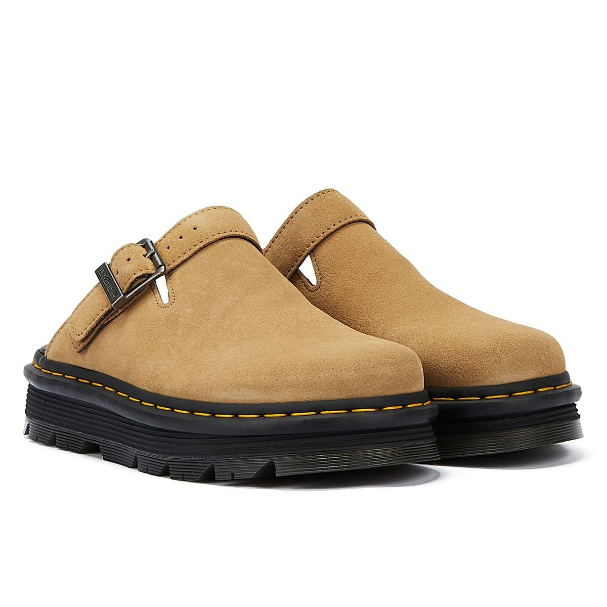 Dr. Martens Yellow Zebzag Mule Eh Suede Savannah Tan Clogs - Size 5