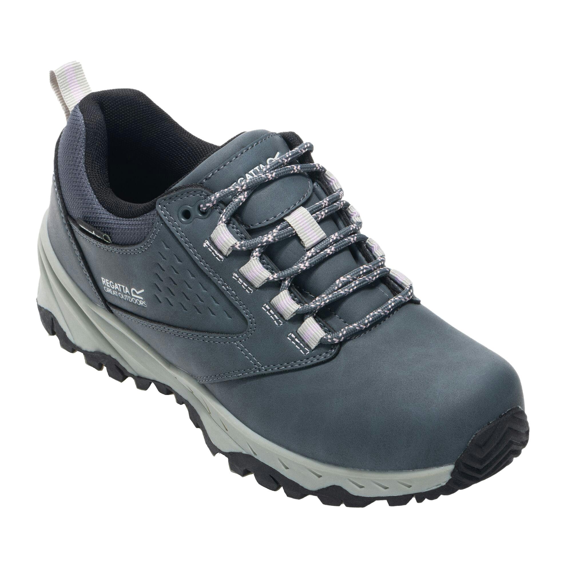 Regatta Women's Grey/Lilac Amble Synthetic Leather Waterproof Walking Shoes - Storm /Powder